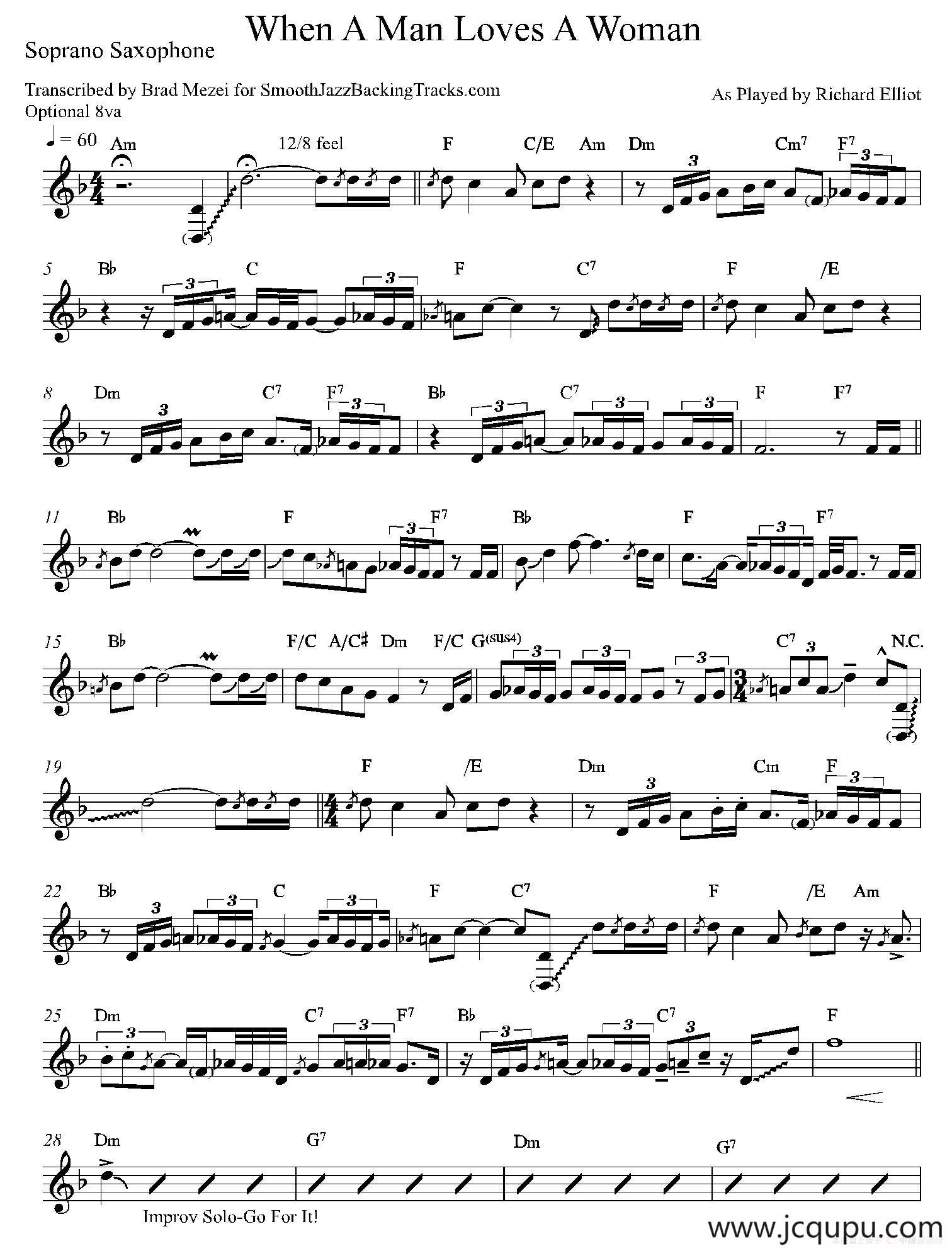 When A Man Loves A Woman（高音萨克斯）简谱