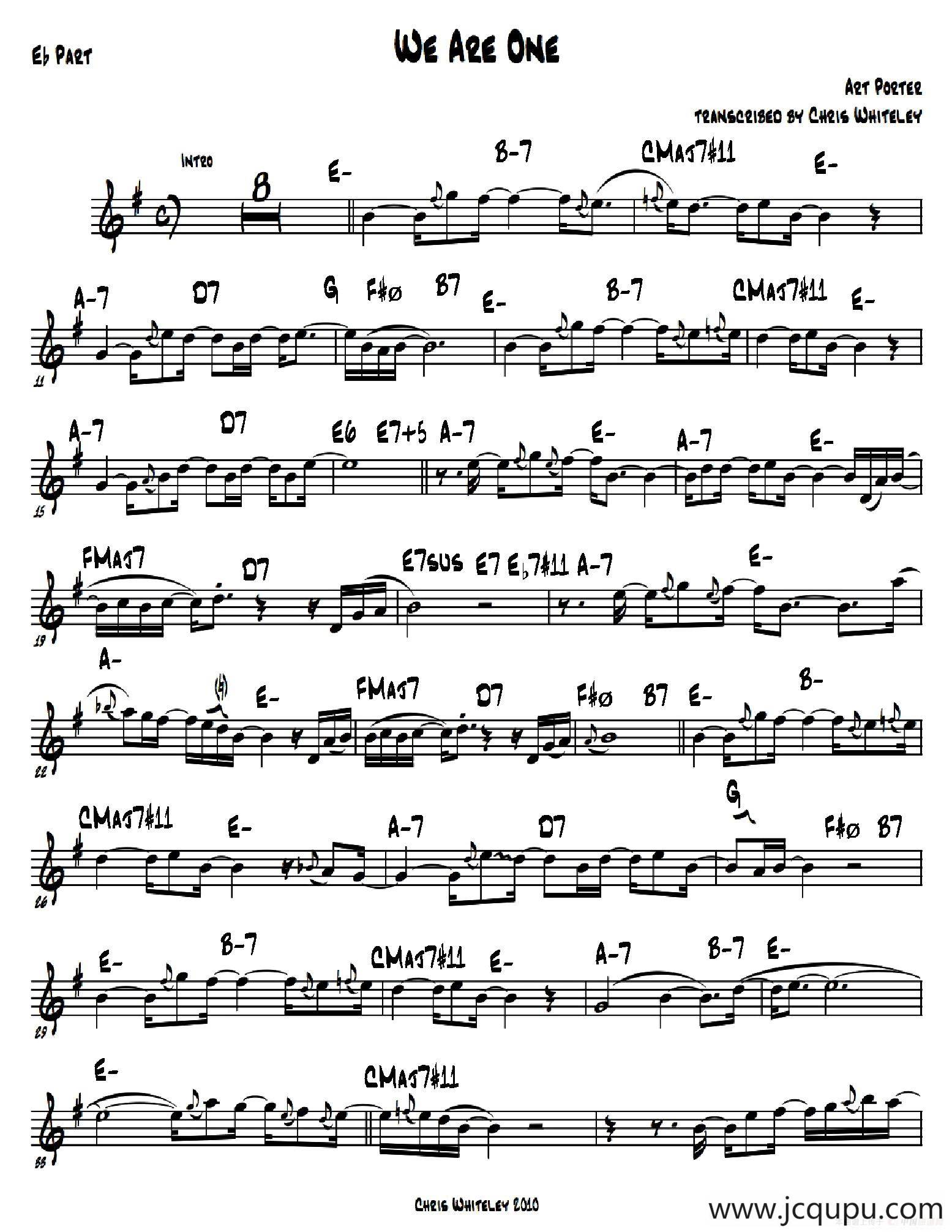 We Are One（中音萨克斯）简谱