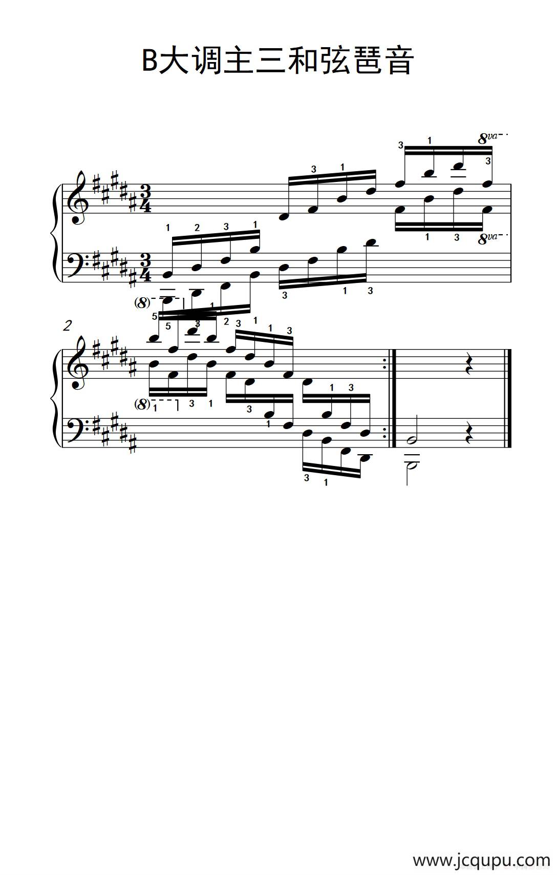第八级15.B大调主三和弦琶音（中央音乐学院 钢琴（业余）考级教程 7-9级）简谱