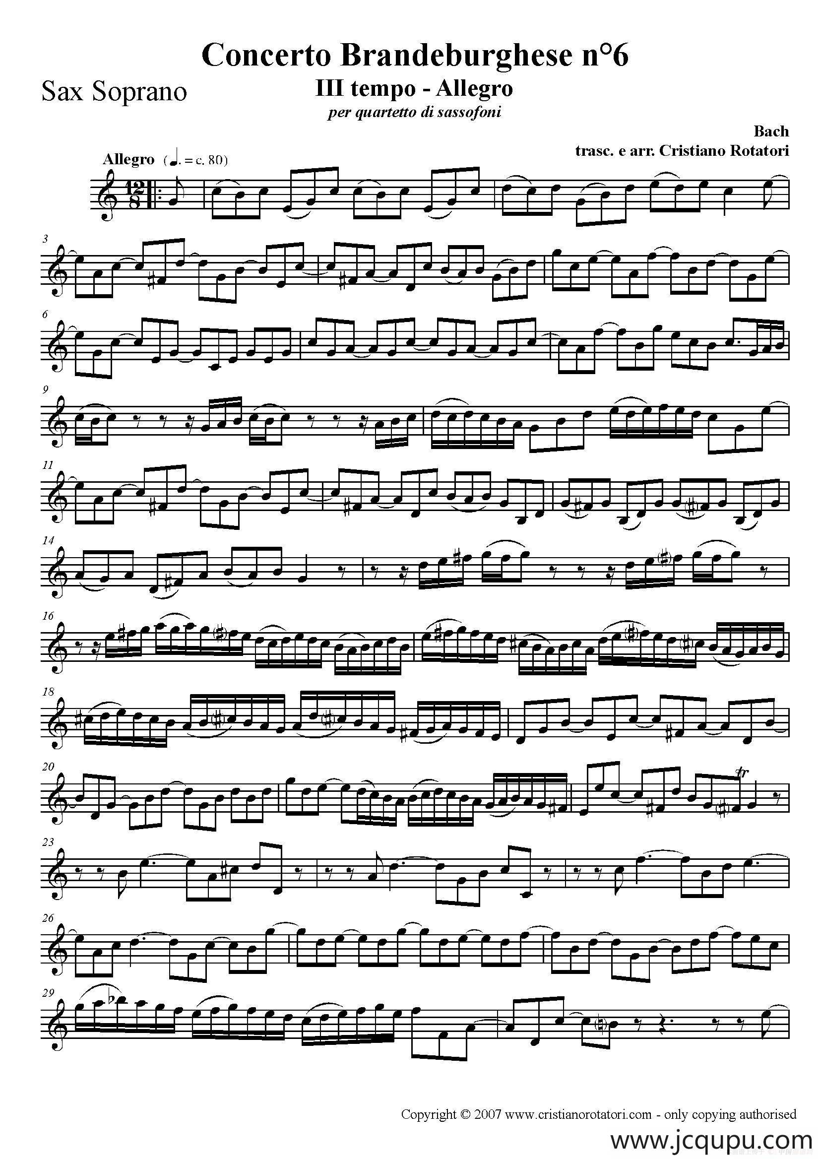 Concerto Brandeburghese（高音萨克斯）简谱