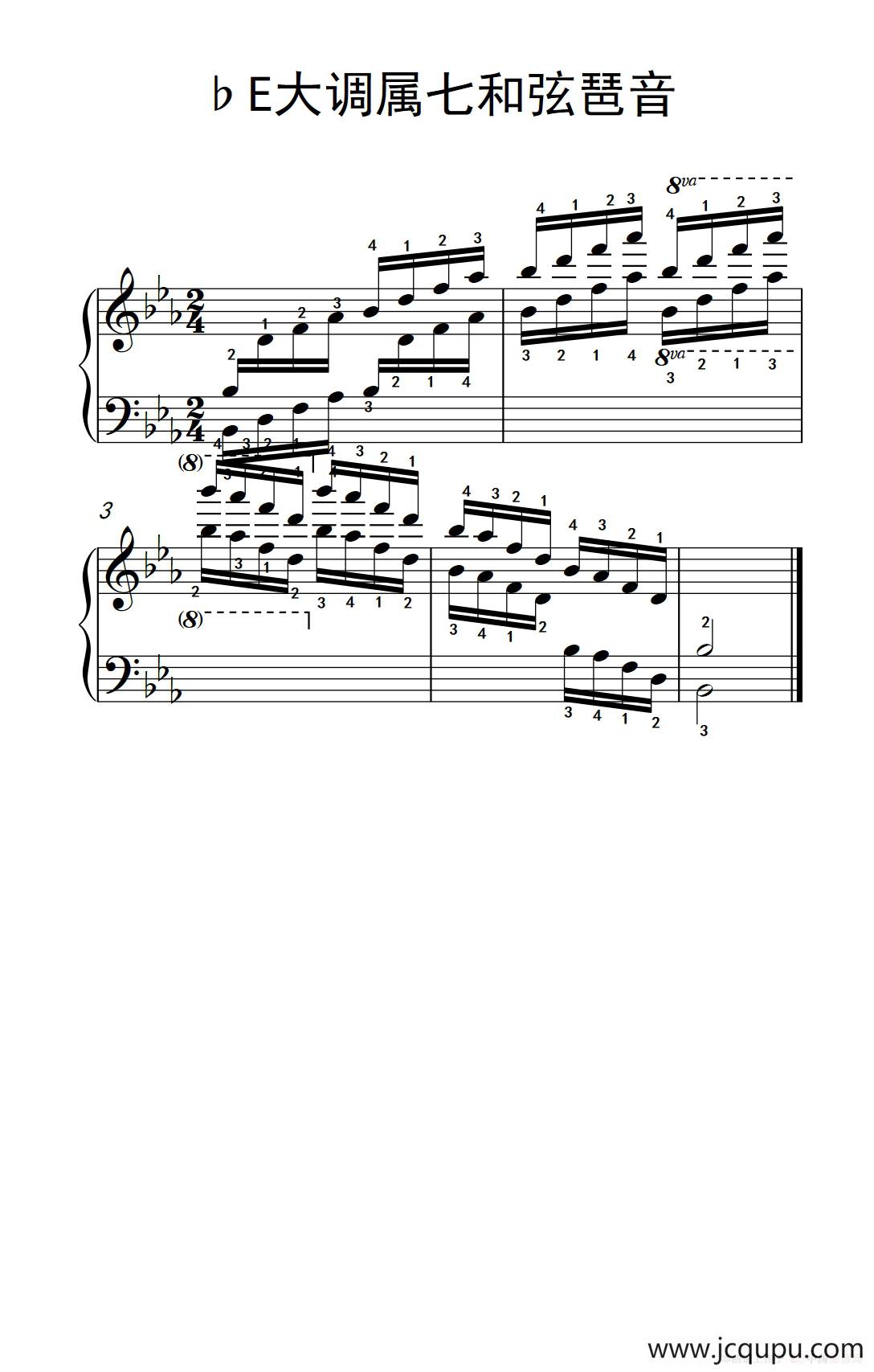第八级17.♭E大调属七和弦琶音（中央音乐学院 钢琴（业余）考级教程 7-9级）简谱