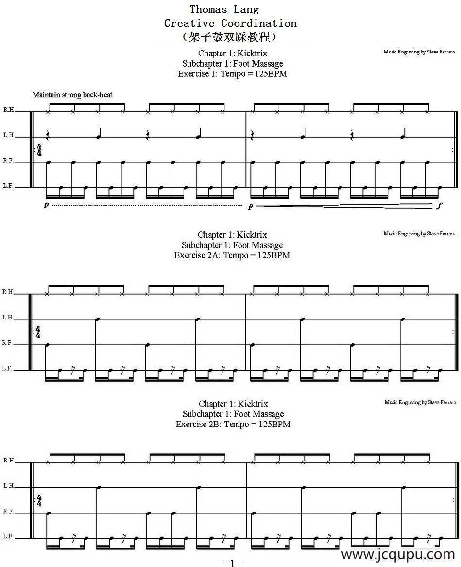 Thomas Lang - Creative Coordination（架子鼓双踩教程 P1—25）简谱