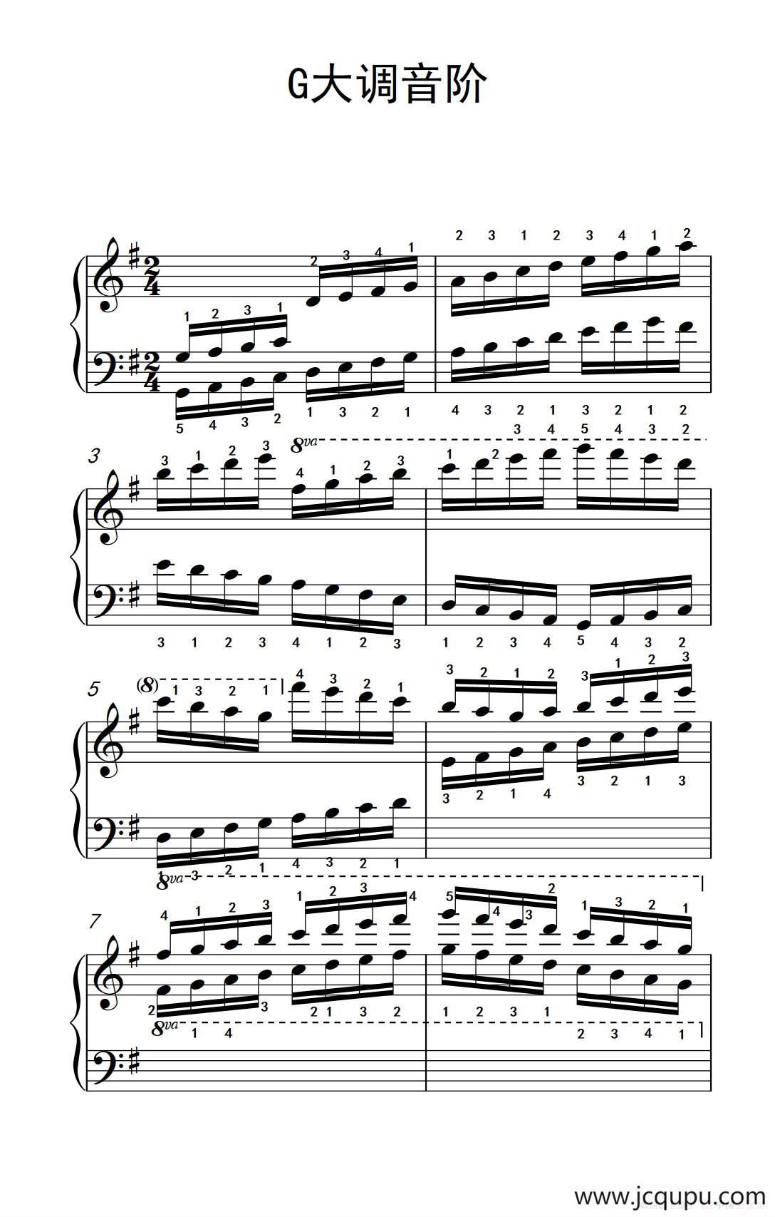 第九级3.G大调音阶（中央音乐学院 钢琴（业余）考级教程 7-9级）简谱