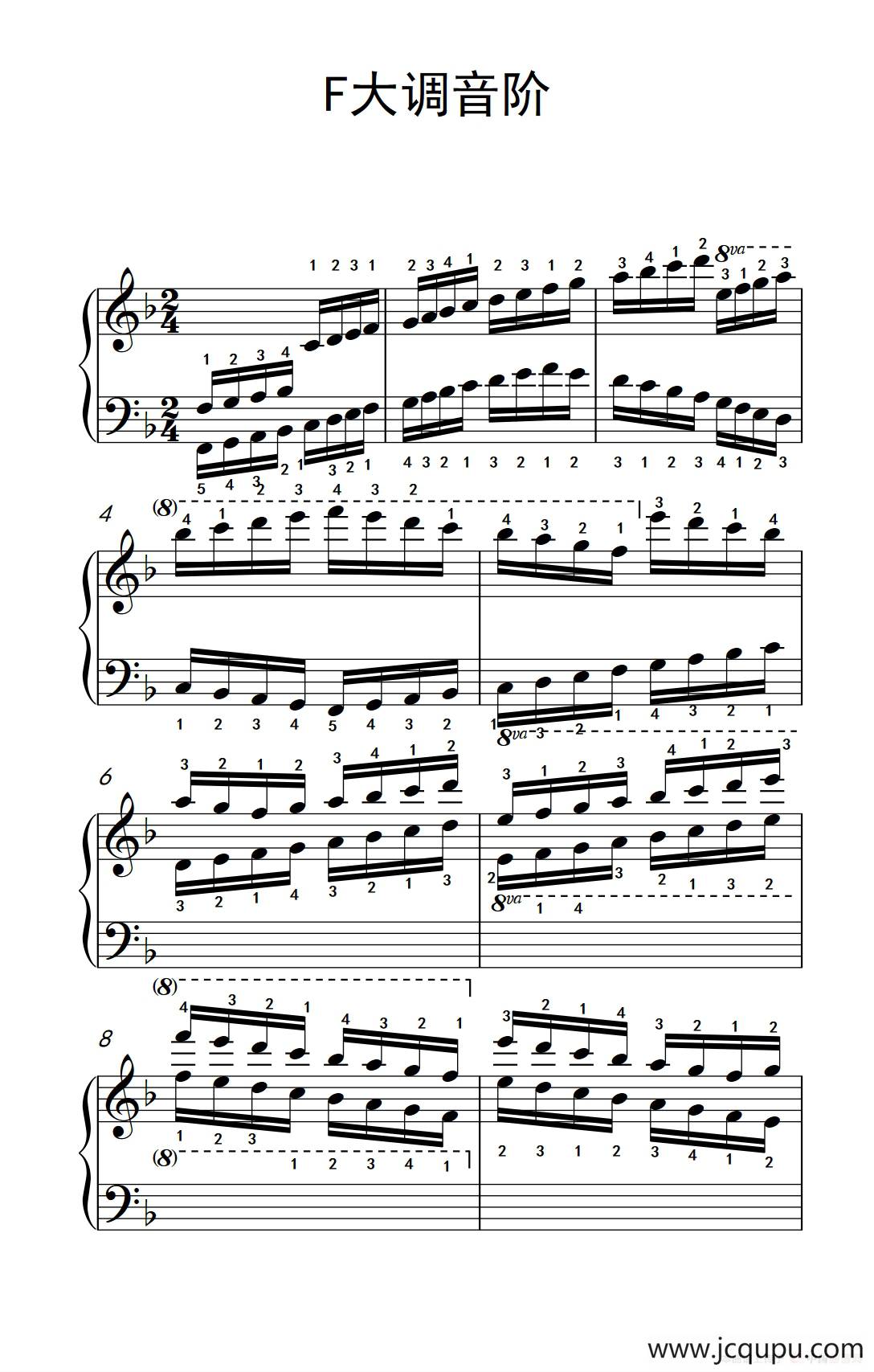 第九级5.F大调音阶（中央音乐学院 钢琴（业余）考级教程 7-9级）简谱