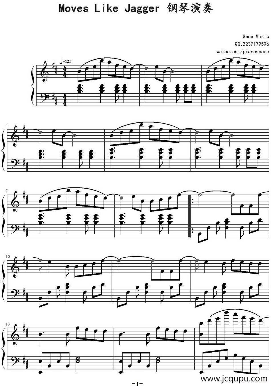 Moves Like Jagger简谱