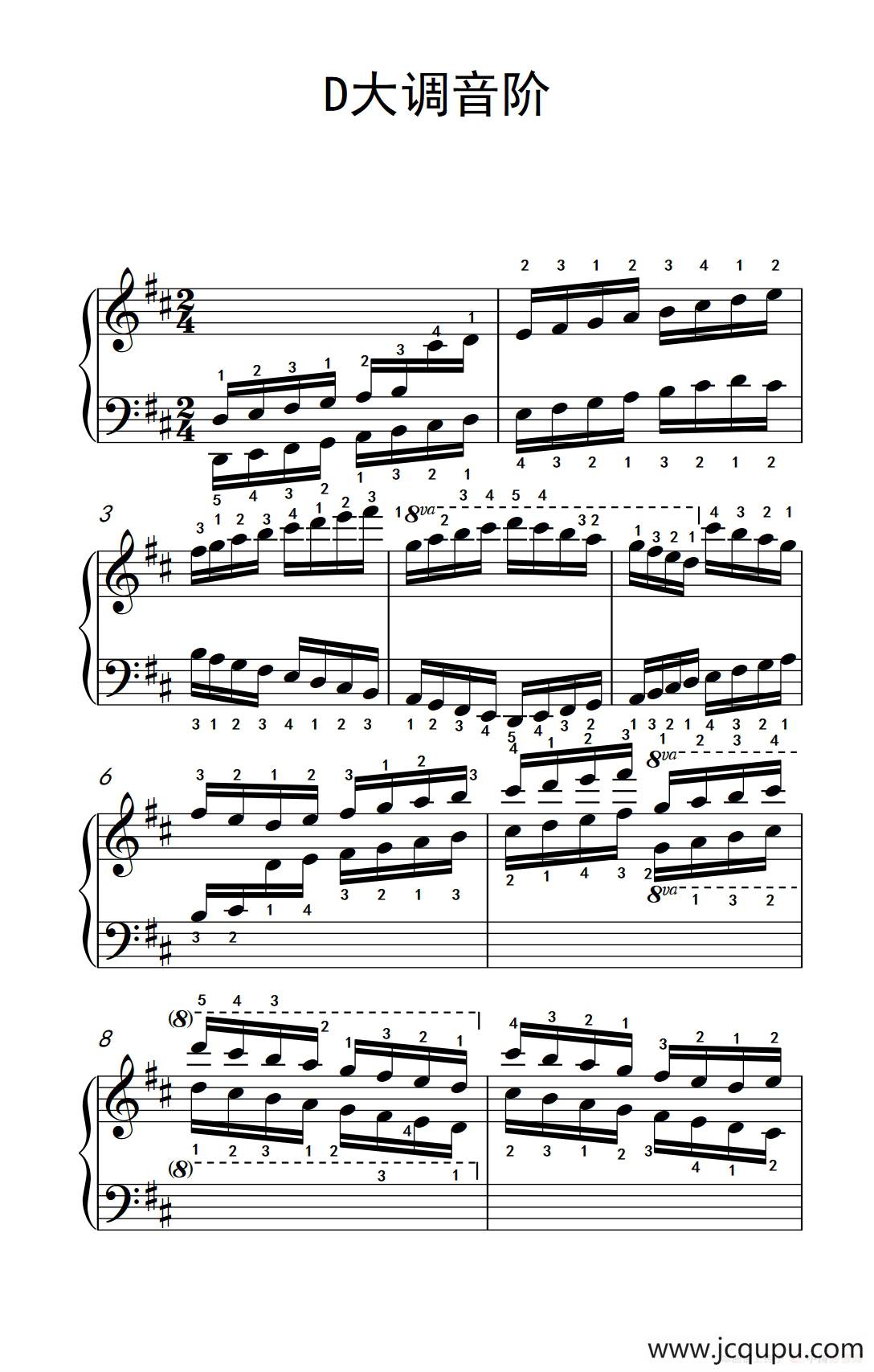 第九级7.D大调音阶（中央音乐学院 钢琴（业余）考级教程 7-9级）简谱