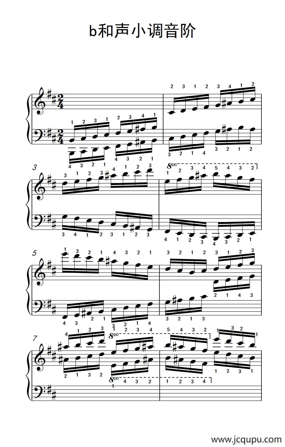 第九级8.b和声小调音阶（中央音乐学院 钢琴（业余）考级教程 7-9级）简谱
