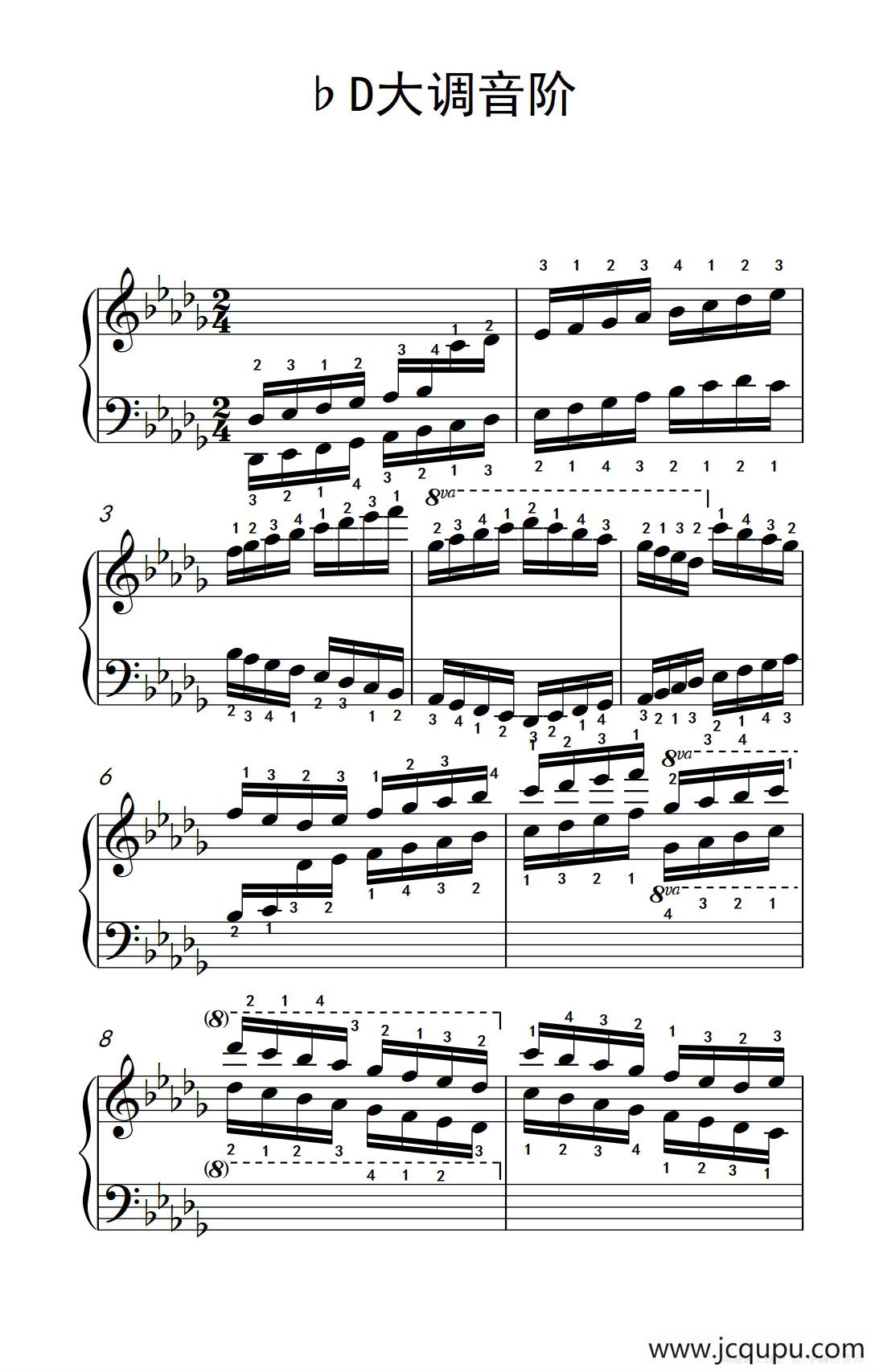第九级21.♭D大调音阶（中央音乐学院 钢琴（业余）考级教程 7-9级）简谱