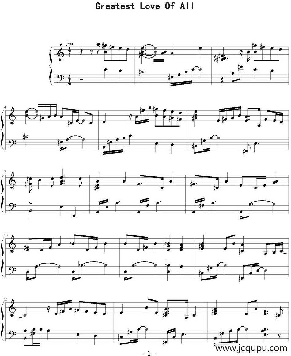 Greatest Love of All简谱