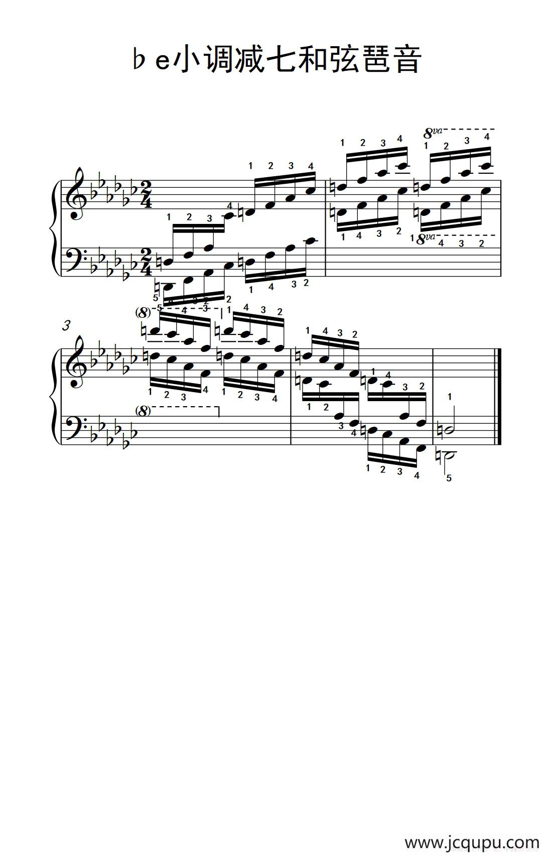 第九级24.♭e小调减七和弦琶音（中央音乐学院 钢琴（业余）考级教程 7-9级）简谱