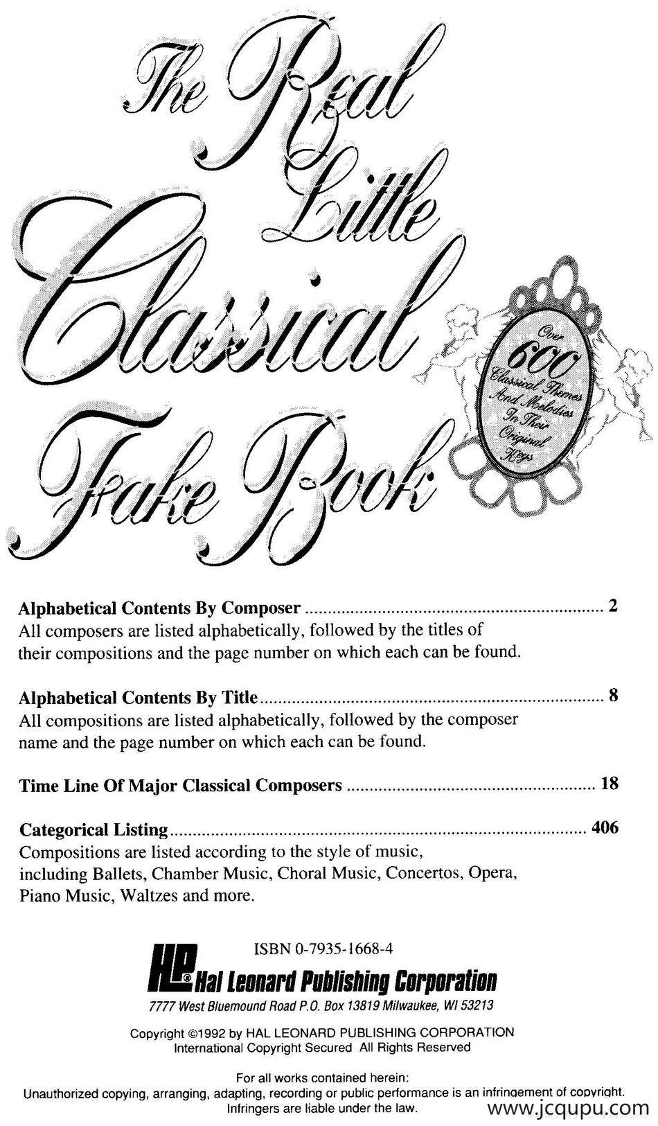 The Real Little Classical Fake Book（P1-20）简谱