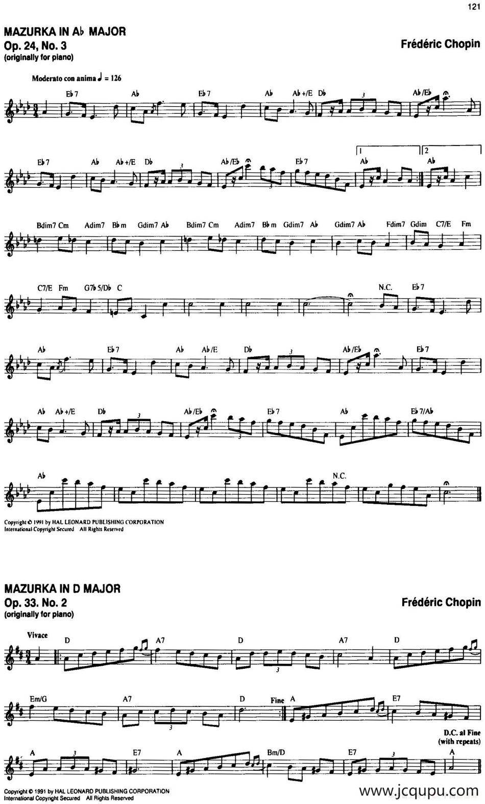 The Real Little Classical Fake Book（P121-140）简谱