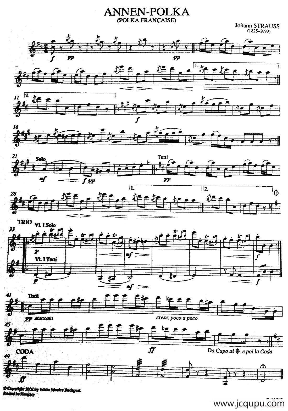 ANNEN POLKA简谱
