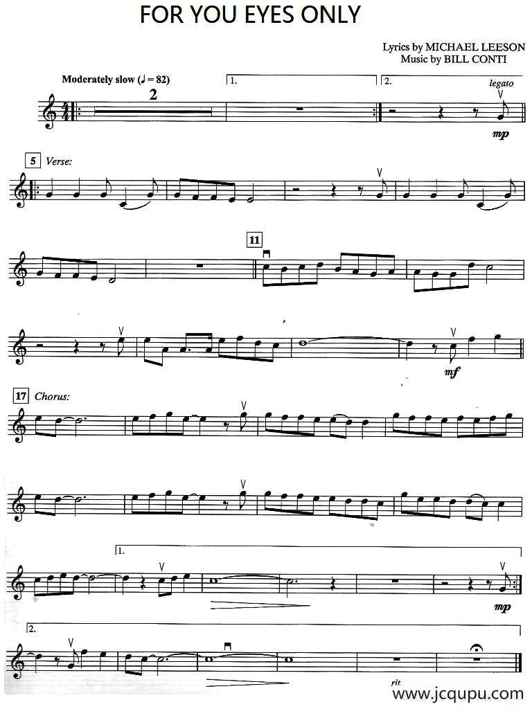 FOR YOU EYES ONLY简谱