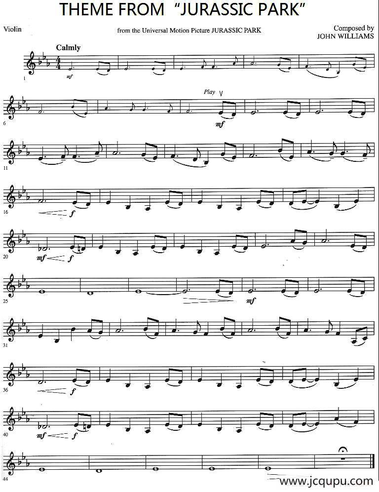 THEME FROM“JURASSIC PARK”简谱