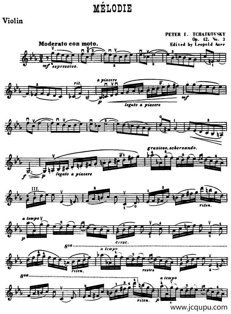 MELODIE（旋律）Op.42,No.3简谱