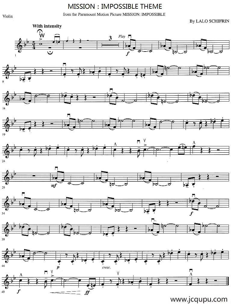 MISSION：IMPOSSIBLE THEME简谱