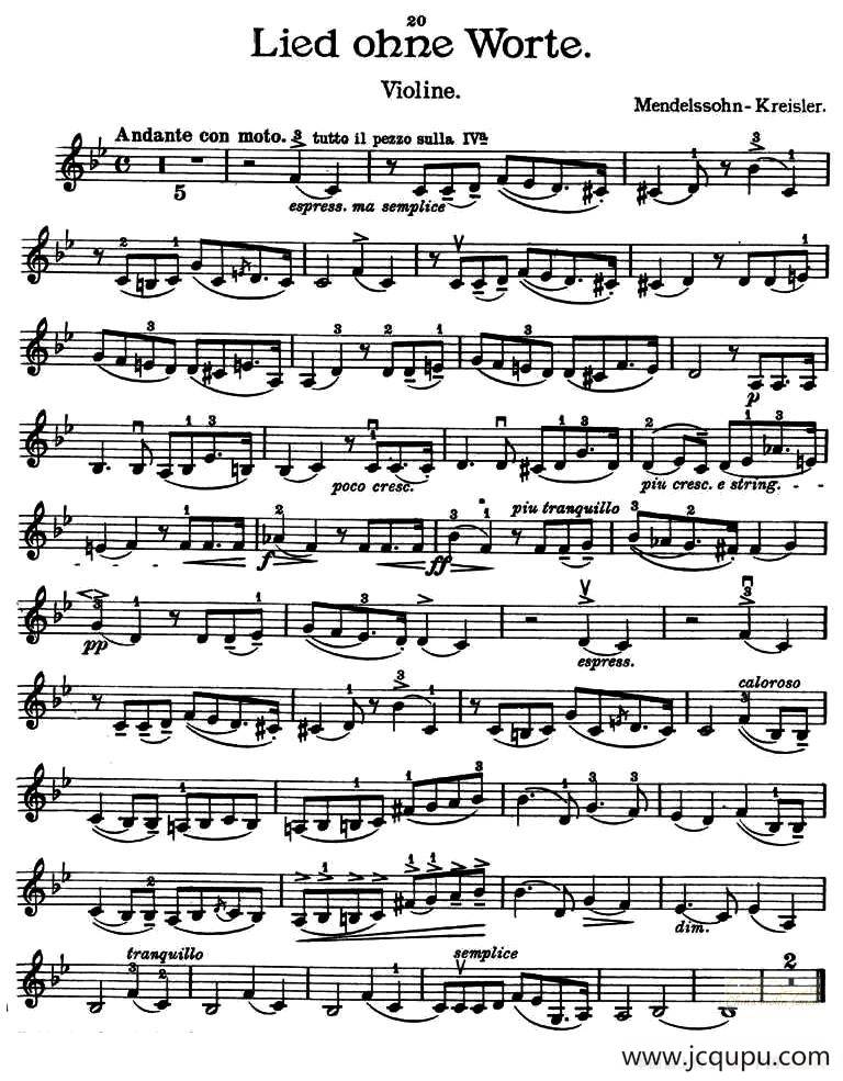 LIED OHNE WORTE简谱