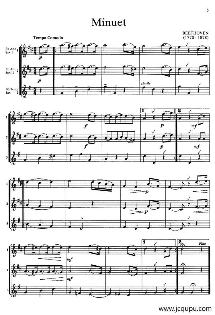 Minuet（三重奏）简谱