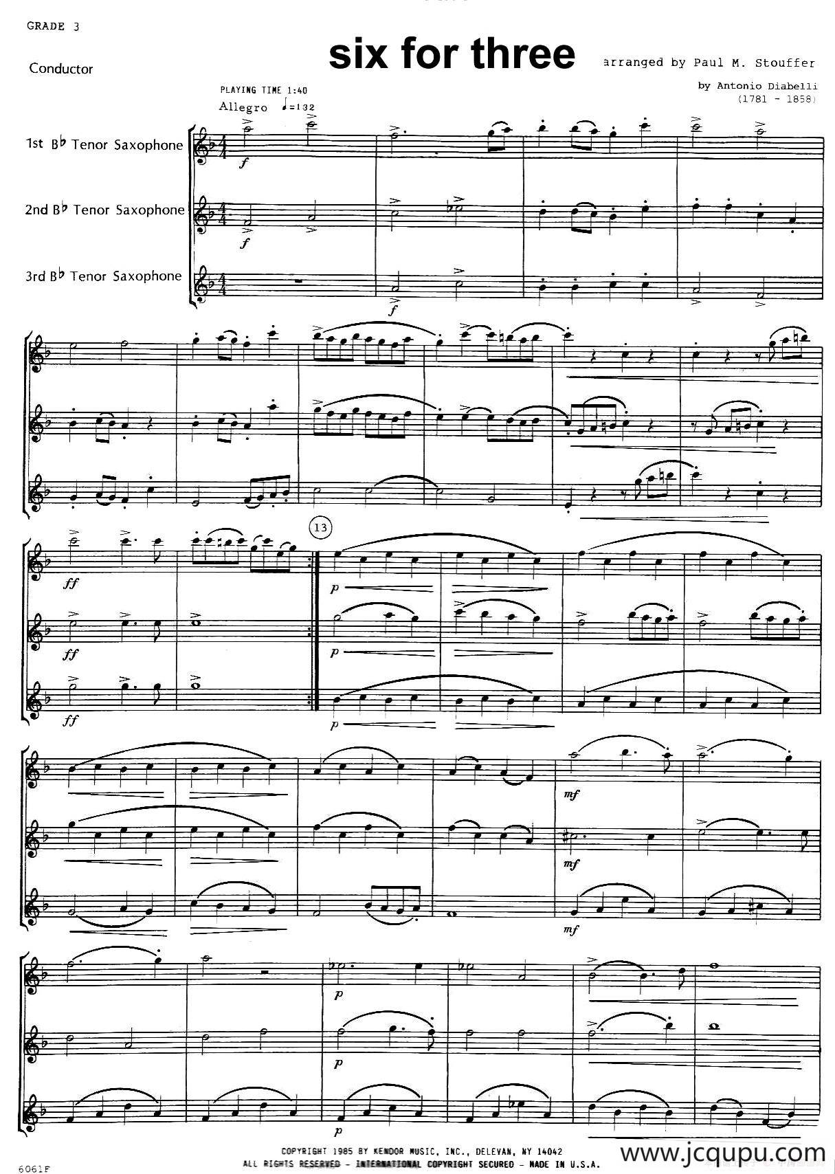 six for three（次中音三重奏总谱）简谱