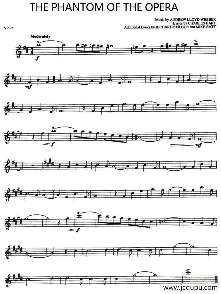 THE PHANTOM OF THE OPERA简谱