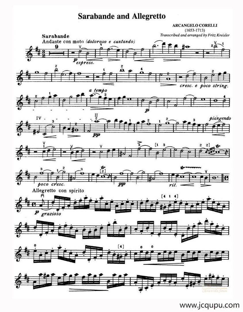 Sarabande and Allegretto简谱