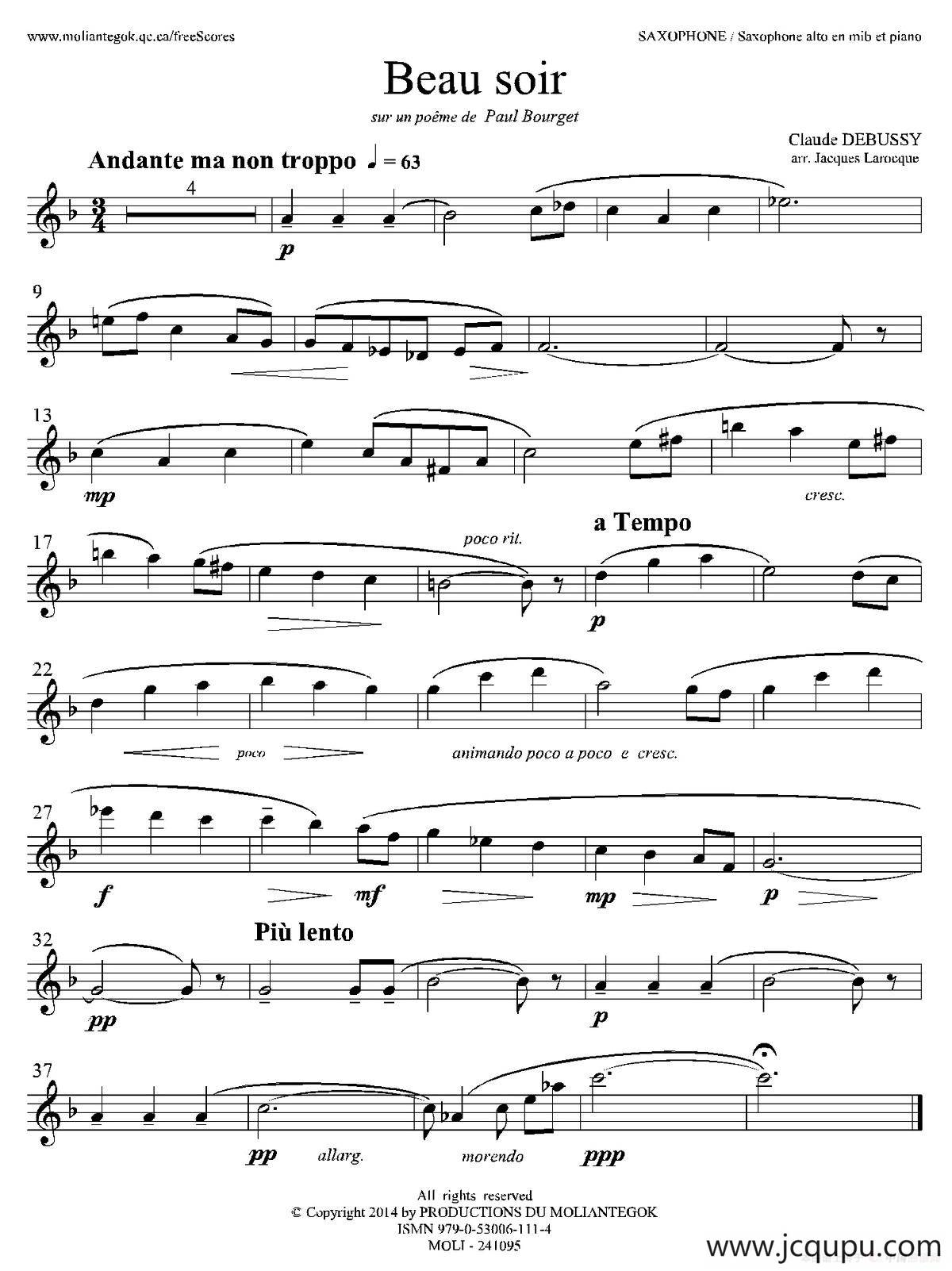 美丽的黄昏（1=降A中音萨克斯）简谱