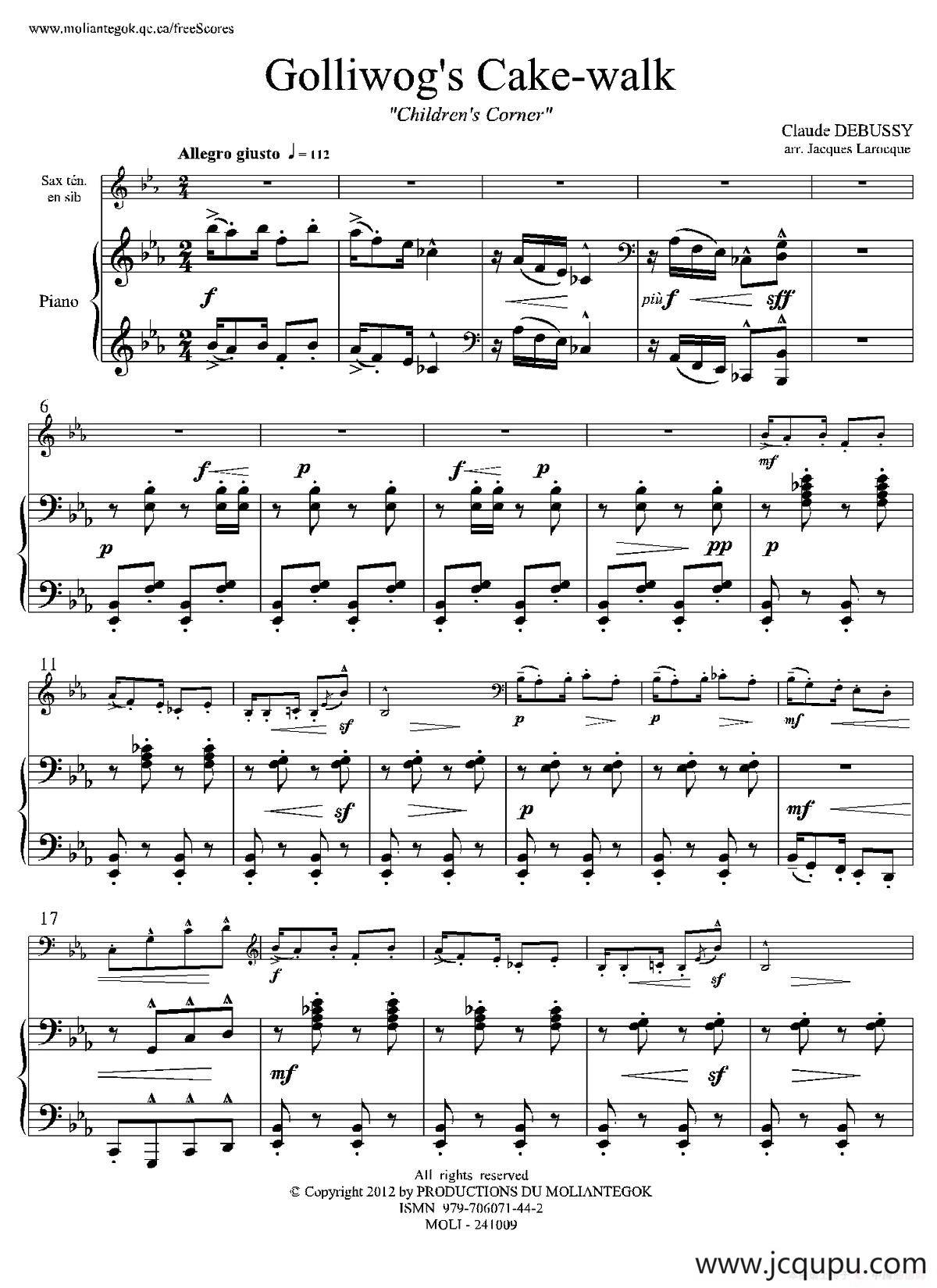 木偶步态舞（次中音萨克斯+钢琴伴奏）简谱