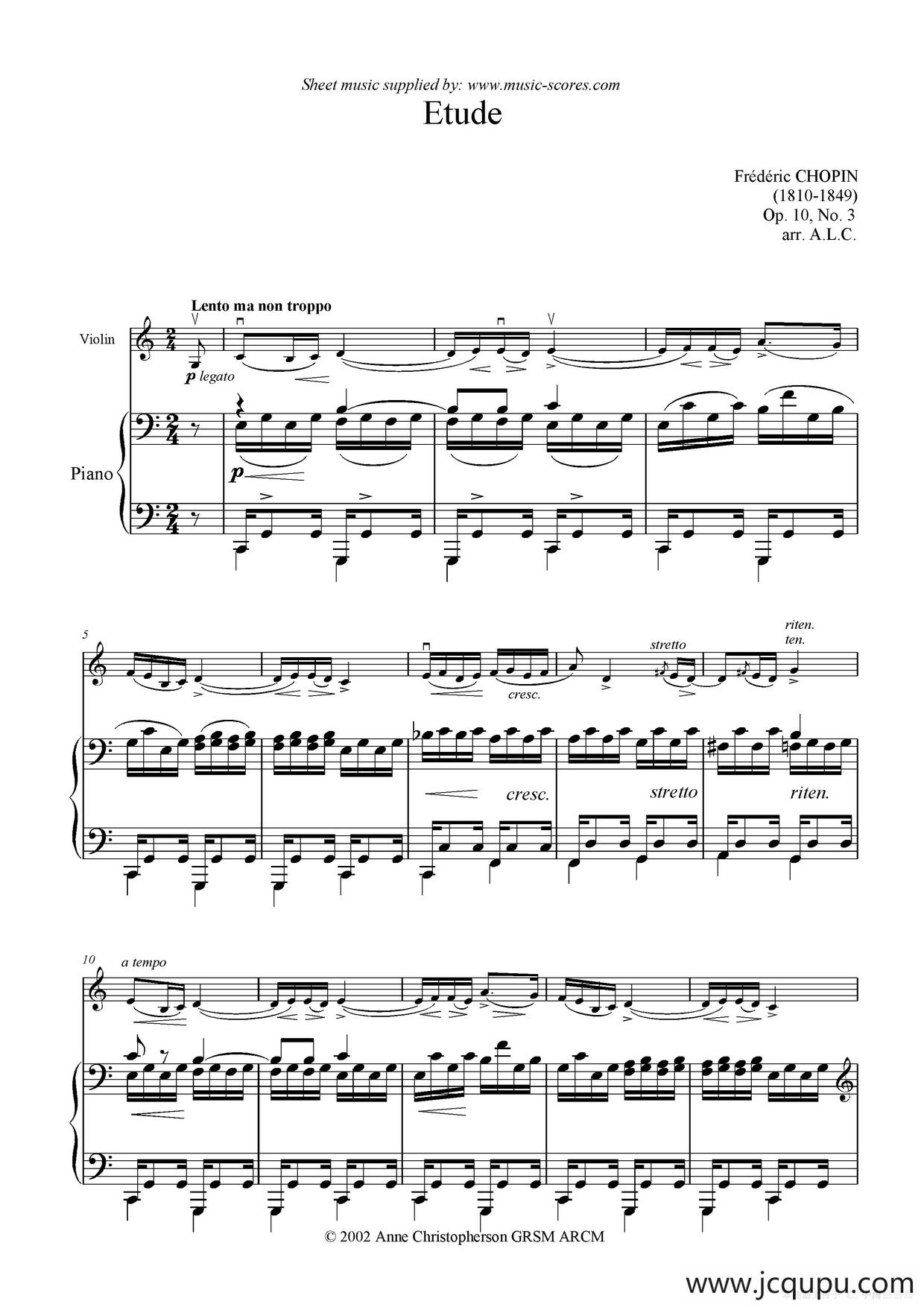 Etude（小提琴+钢琴伴奏）简谱