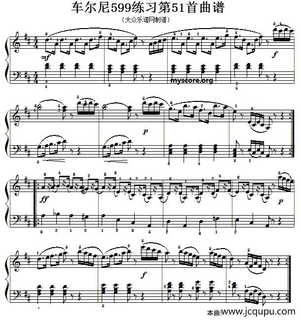 车尔尼599第51首曲谱及练习指导简谱