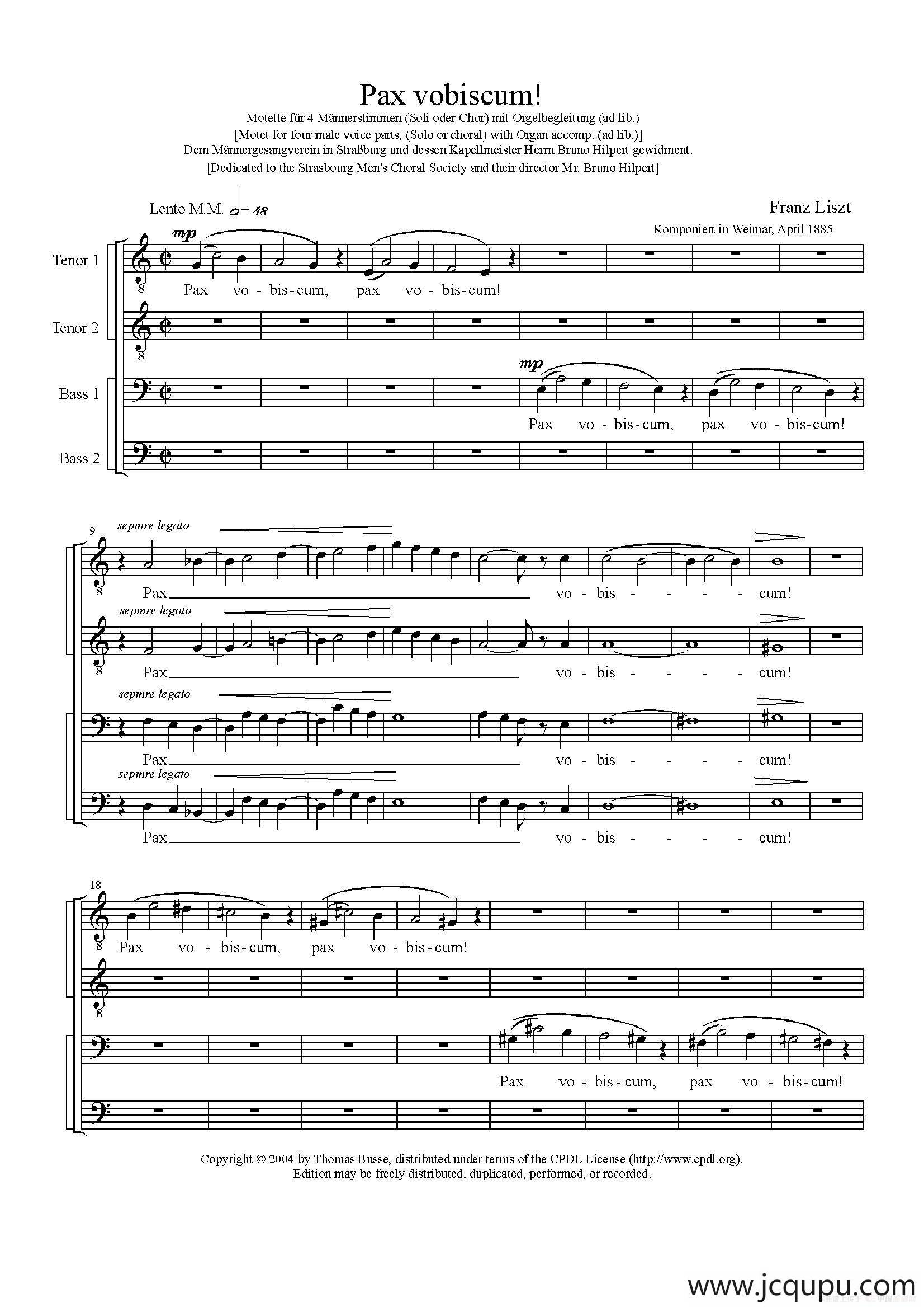 Pax Vobiscum（四重奏）简谱