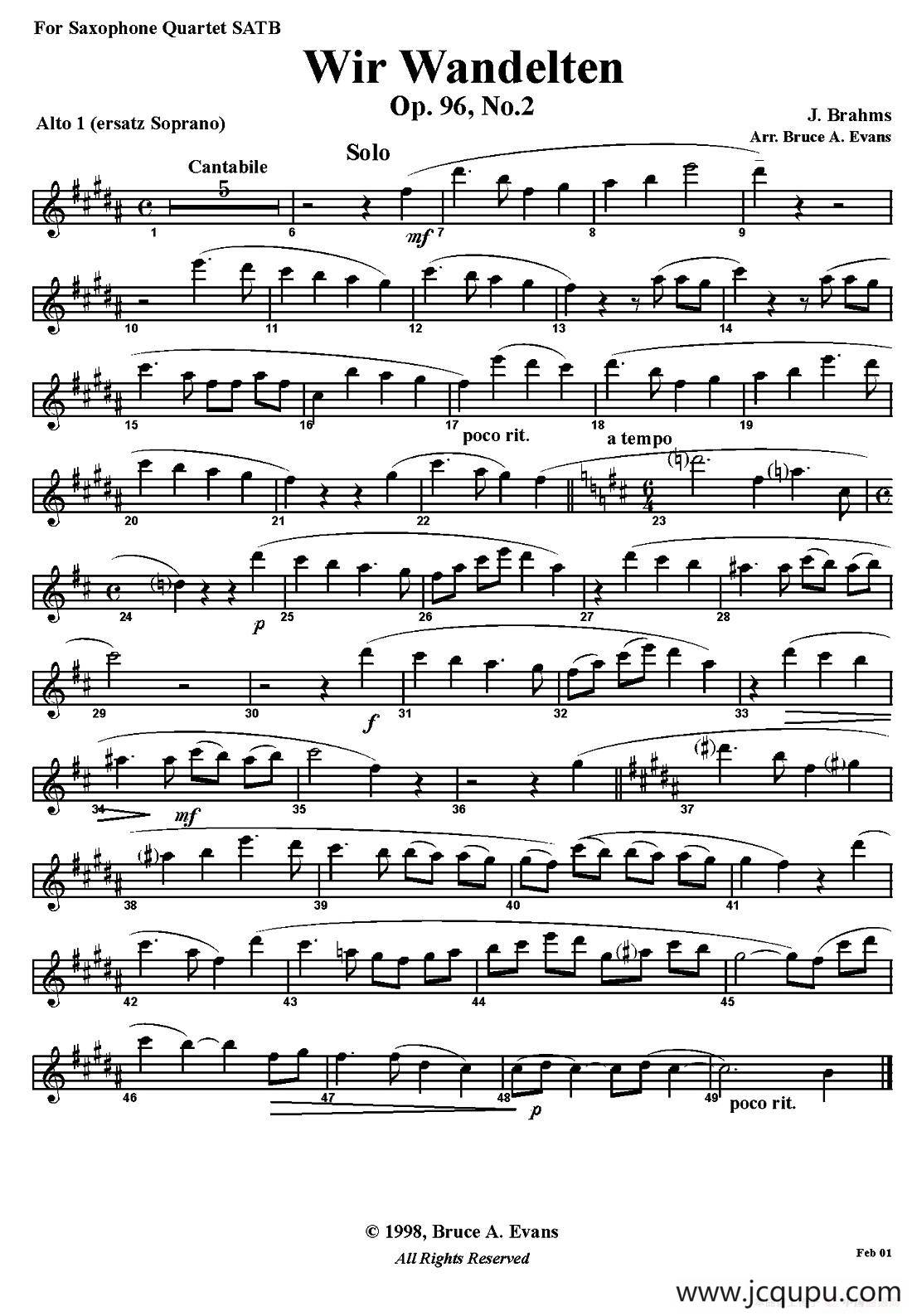 Wir Wandelten（五重奏）简谱