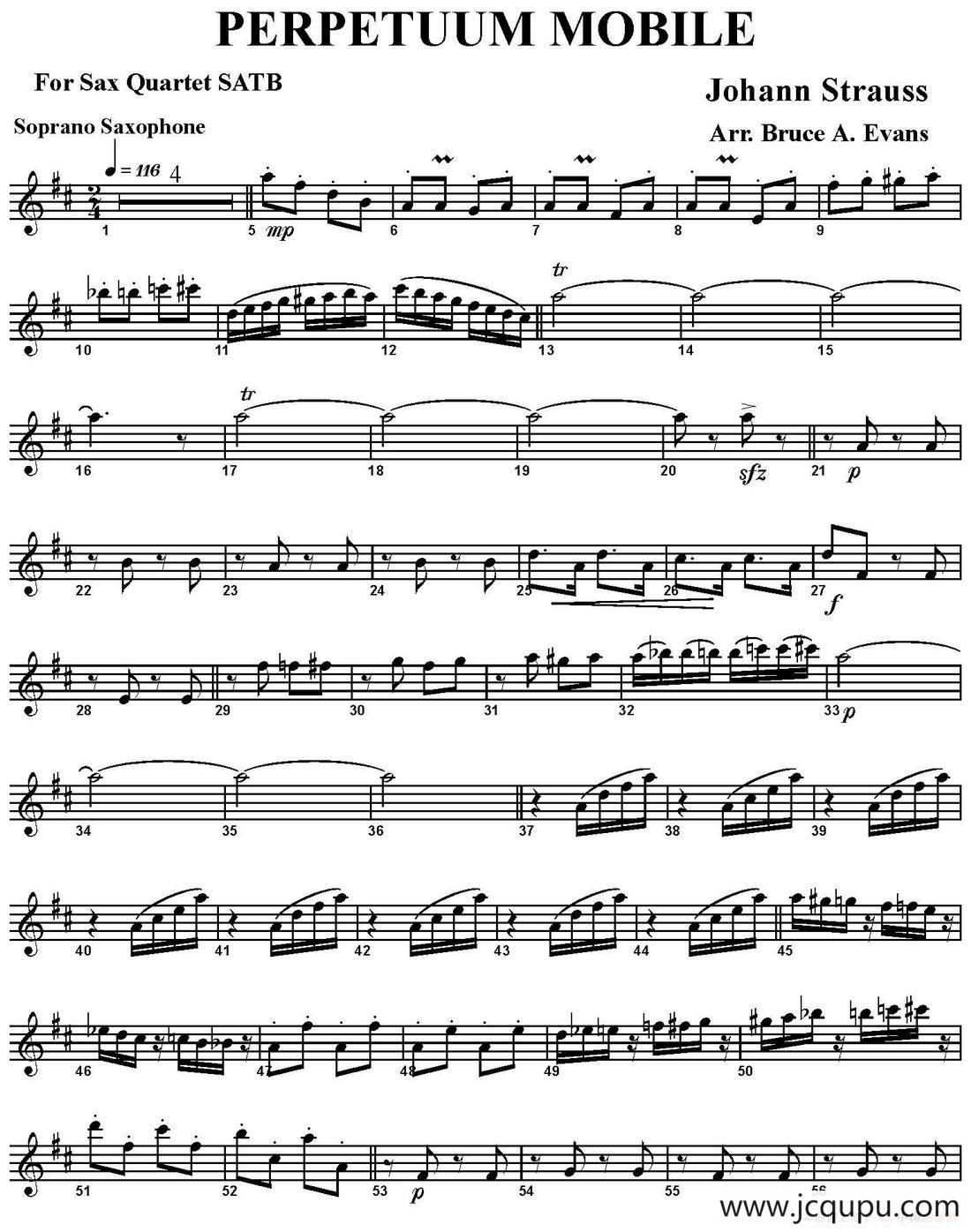 PERPETUUM MOBILE（四重奏·高音萨克斯分谱）简谱