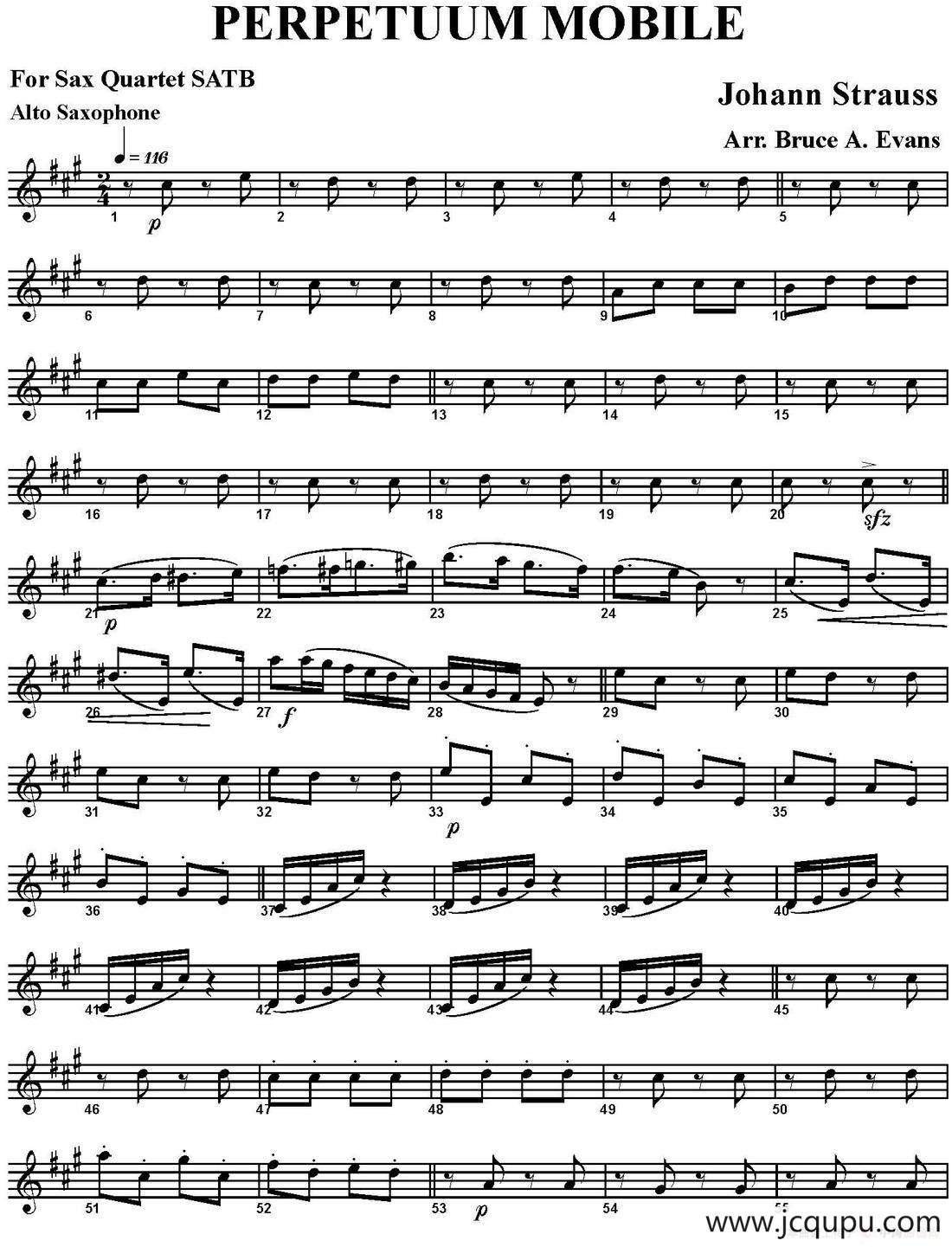 PERPETUUM MOBILE（四重奏·中音萨克斯分谱）简谱