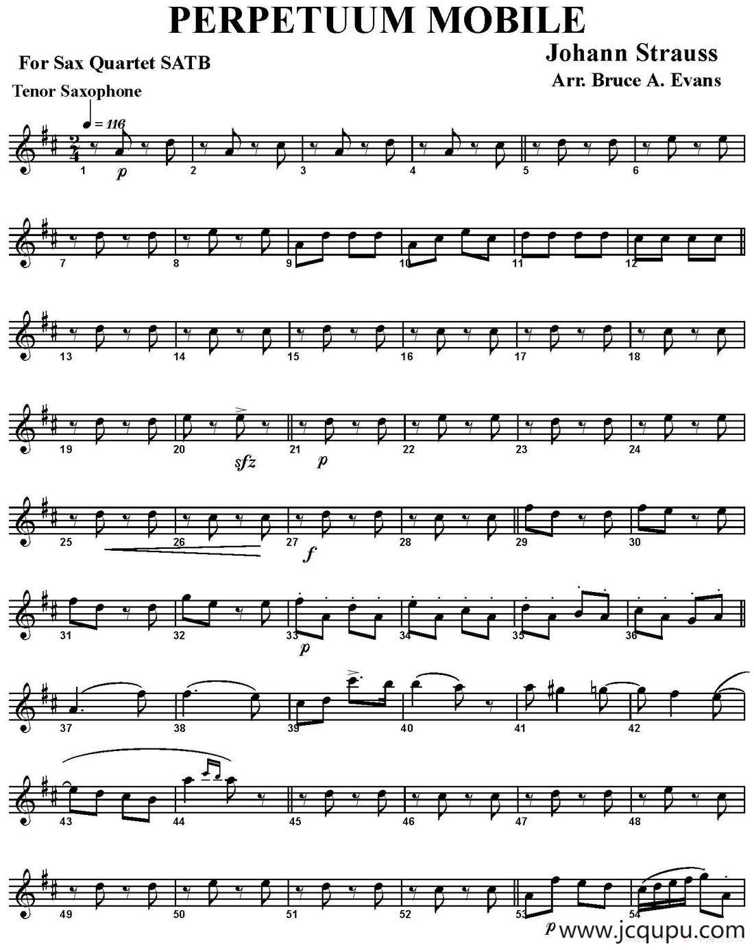 PERPETUUM MOBILE（四重奏·次中音萨克斯分谱）简谱