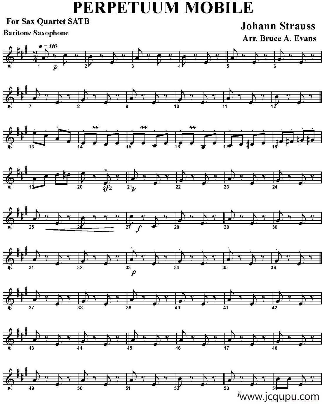 PERPETUUM MOBILE（四重奏·上低音萨克斯分谱）简谱