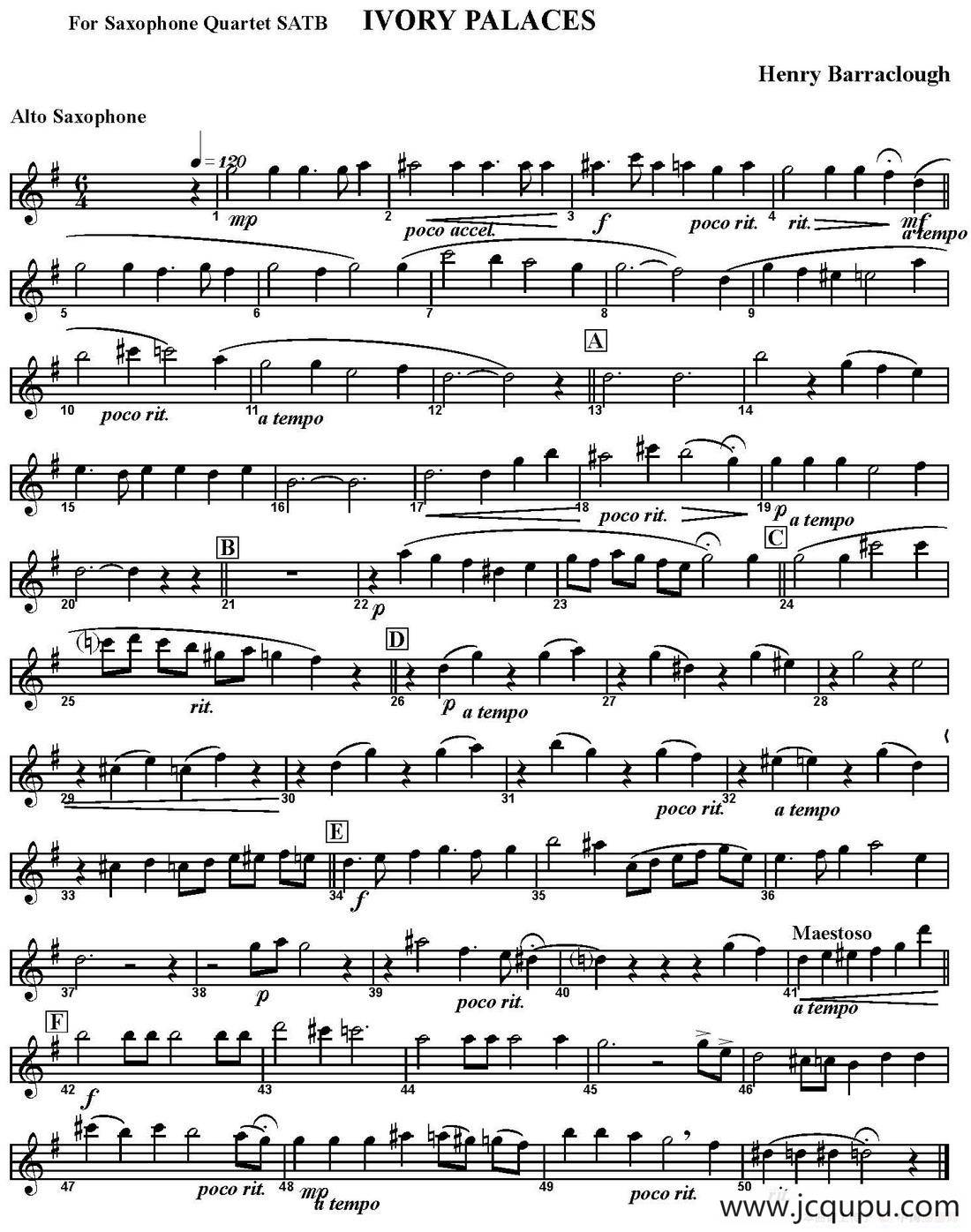 IVORY PALACES（四重奏·中音萨克斯分谱）简谱