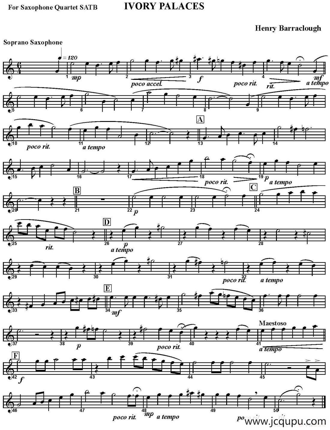 IVORY PALACES（四重奏·高音萨克斯分谱）简谱