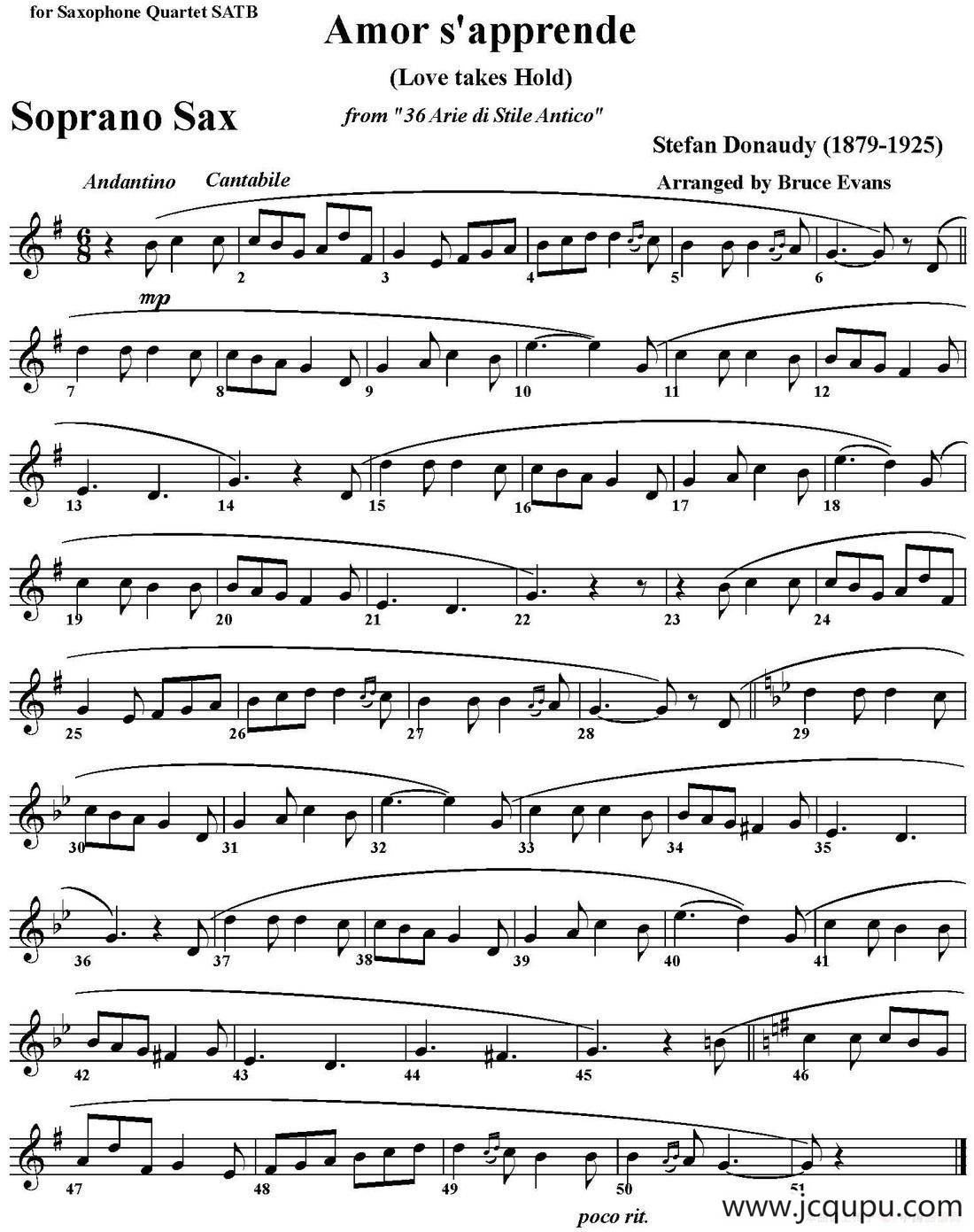 Amor s'apprende(Love takes Hold)（四重奏·高音萨克斯分谱）简谱