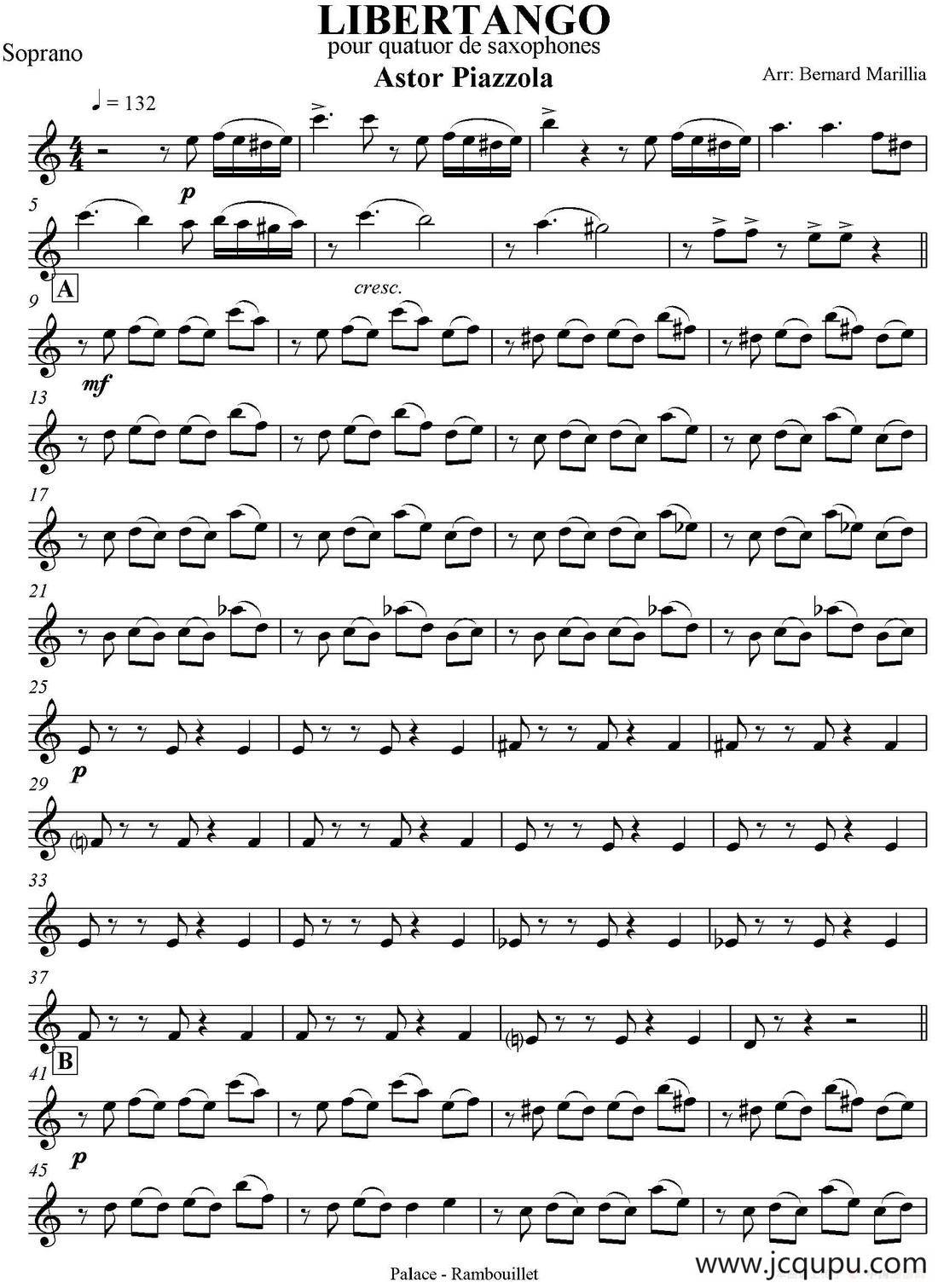 LIBERTANGO（四重奏·高音萨克斯分谱）简谱