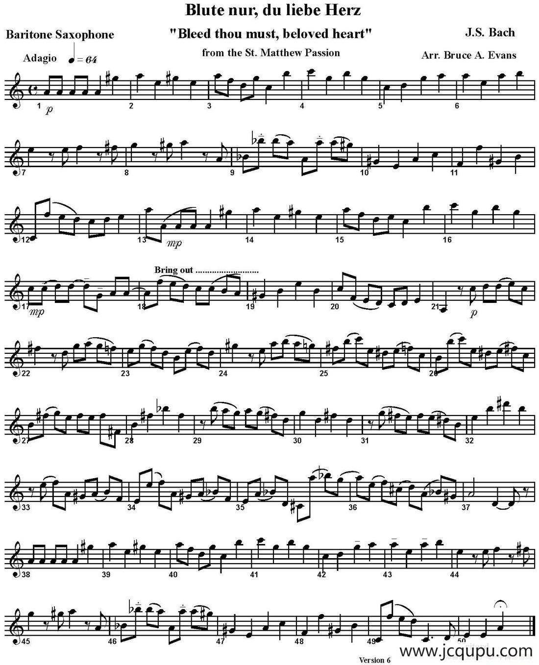 Blute nurdu liebe Herz（四重奏·上低音萨克斯分谱）简谱