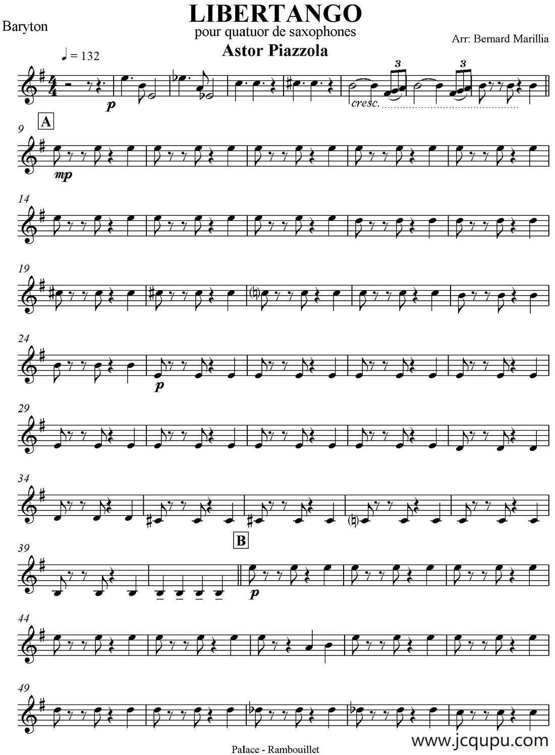 LIBERTANGO（四重奏·上低音萨克斯分谱）简谱