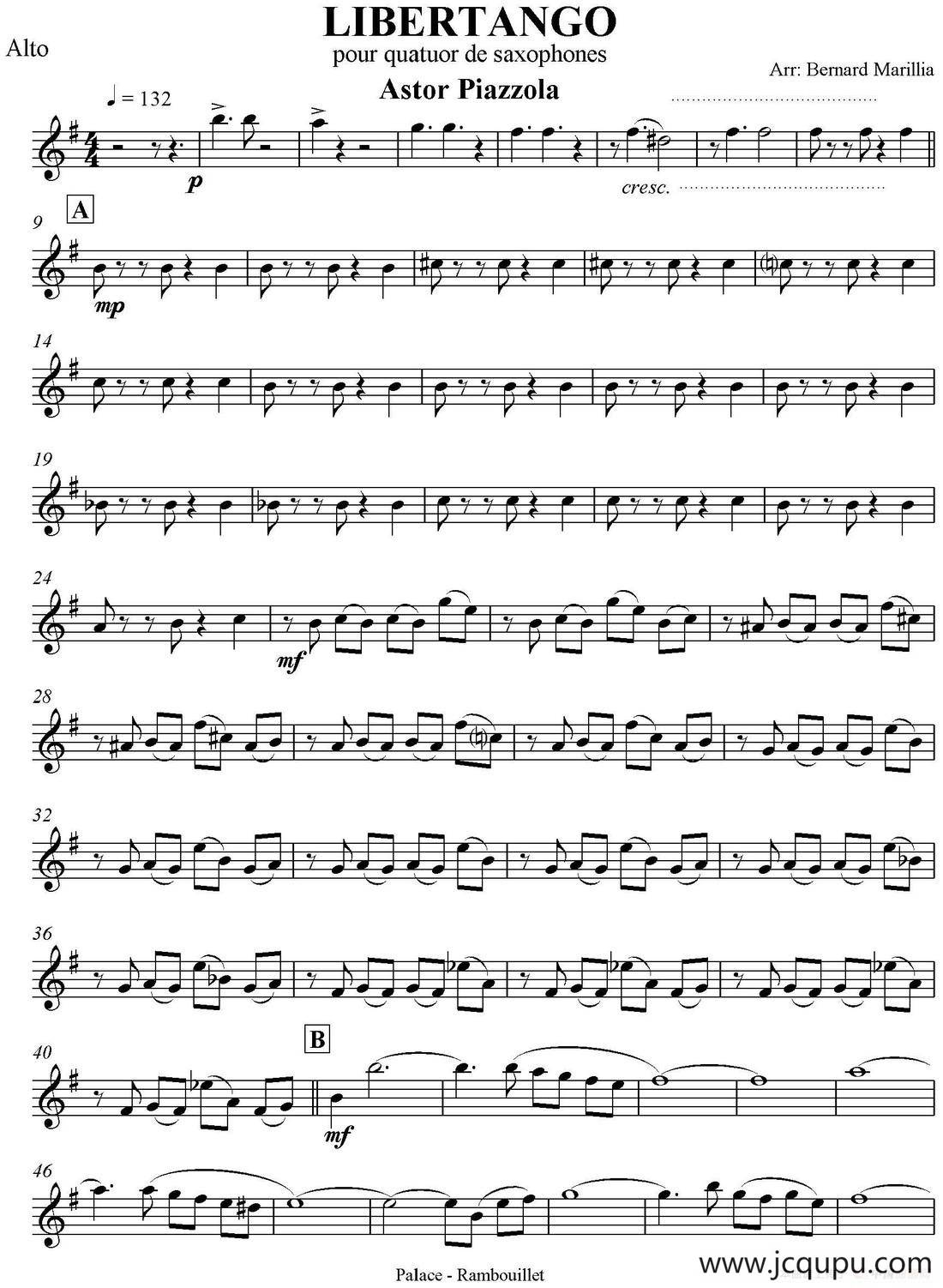 LIBERTANGO（四重奏·中音萨克斯分谱）简谱