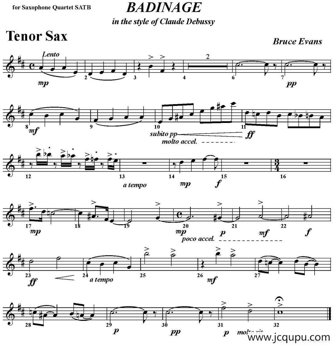 BADINAGE（四重奏·次中音萨克斯分谱）简谱