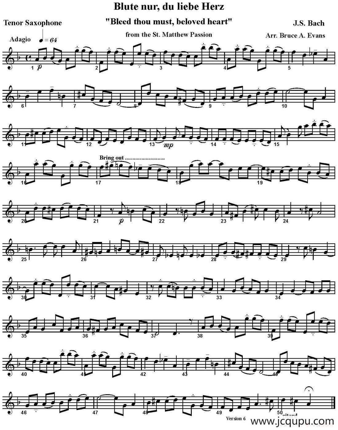 Blute nurdu liebe Herz（四重奏·次中音萨克斯分谱）简谱