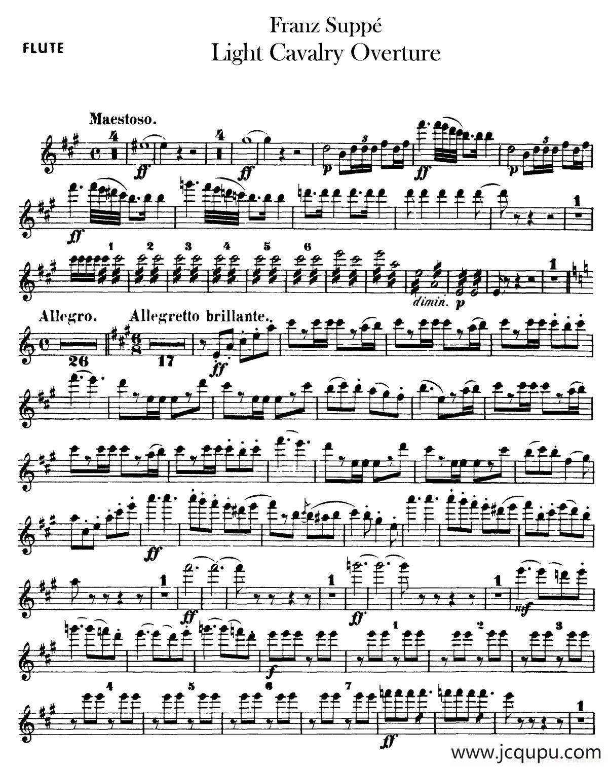 Light Cavalry Overture（轻骑兵序曲）（管乐合奏长笛分谱）简谱