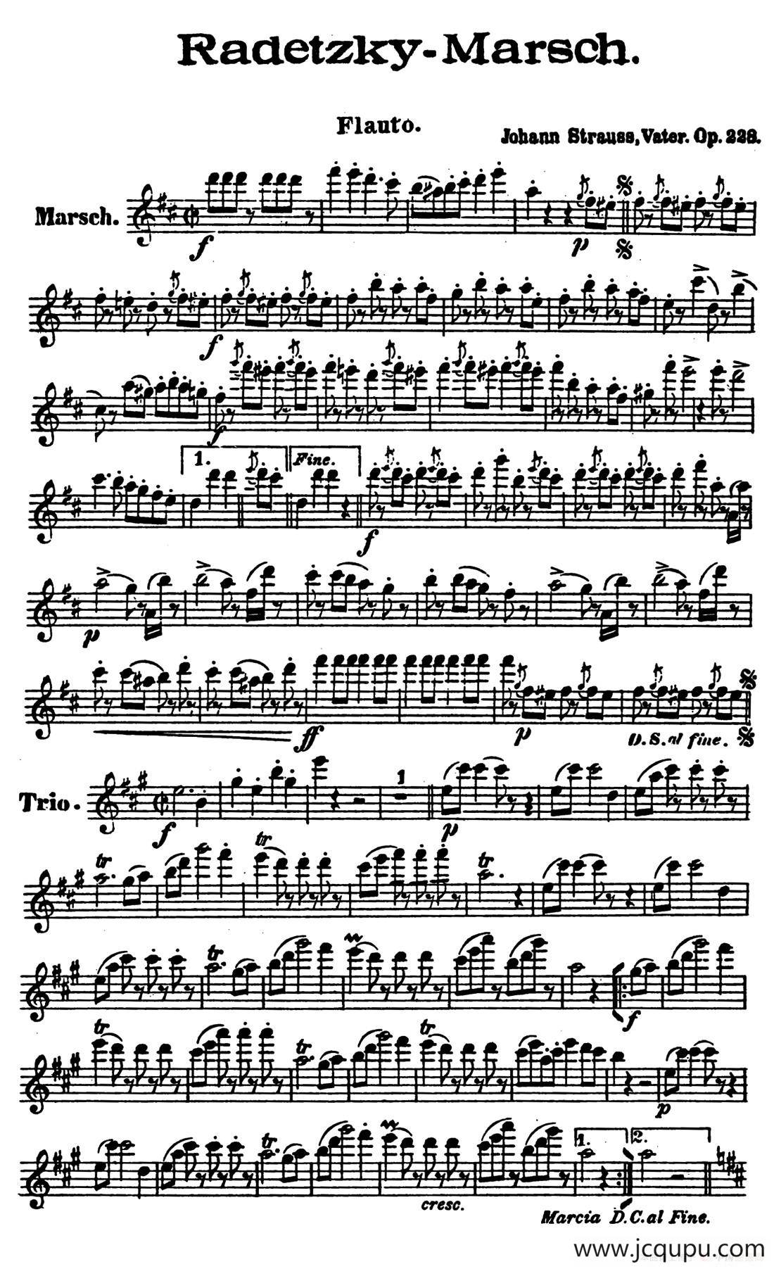 Radetzky Marsch, Op.228（木管五重奏）简谱