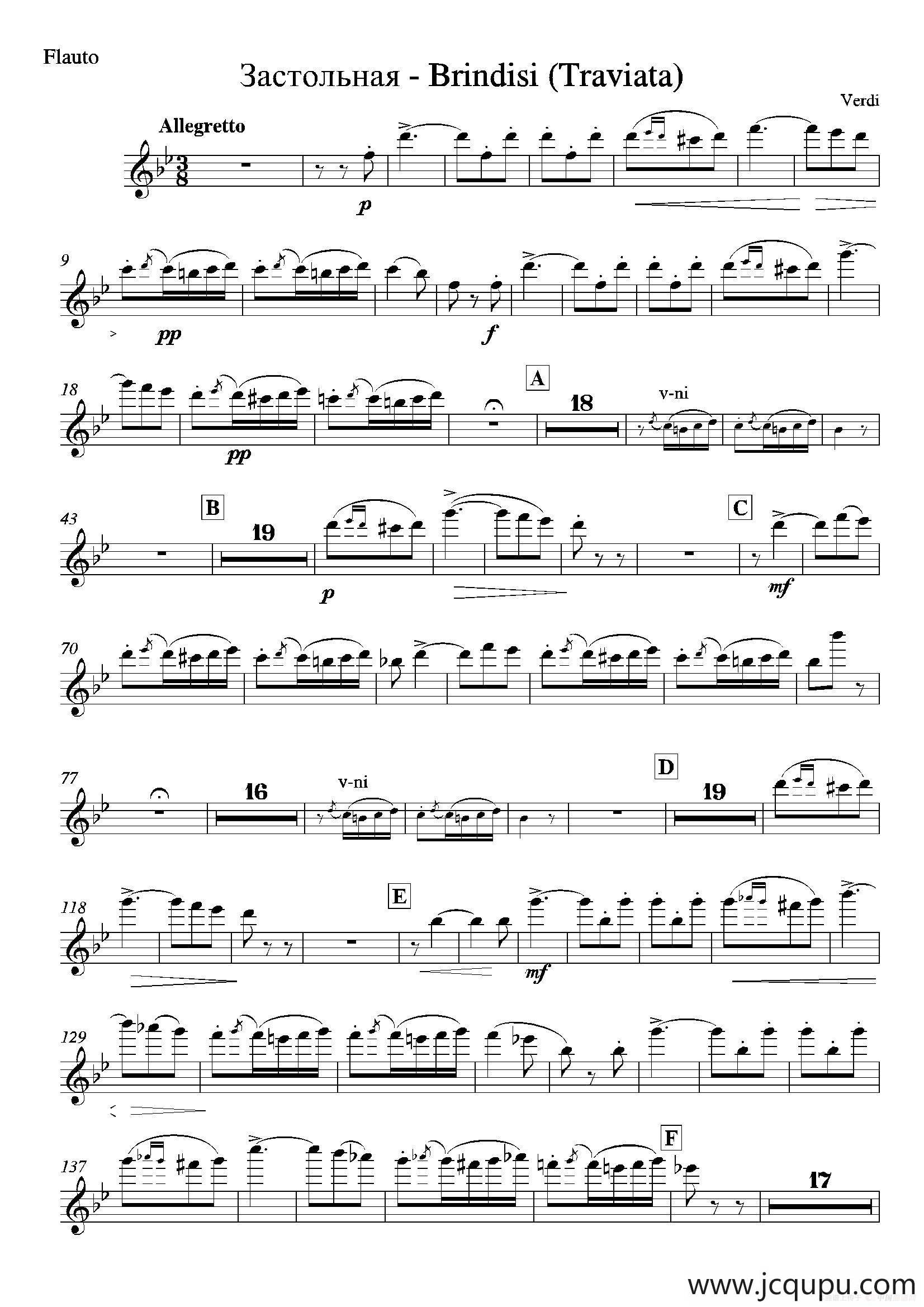 Brindisi （La Traviata）（管弦乐队分谱）简谱