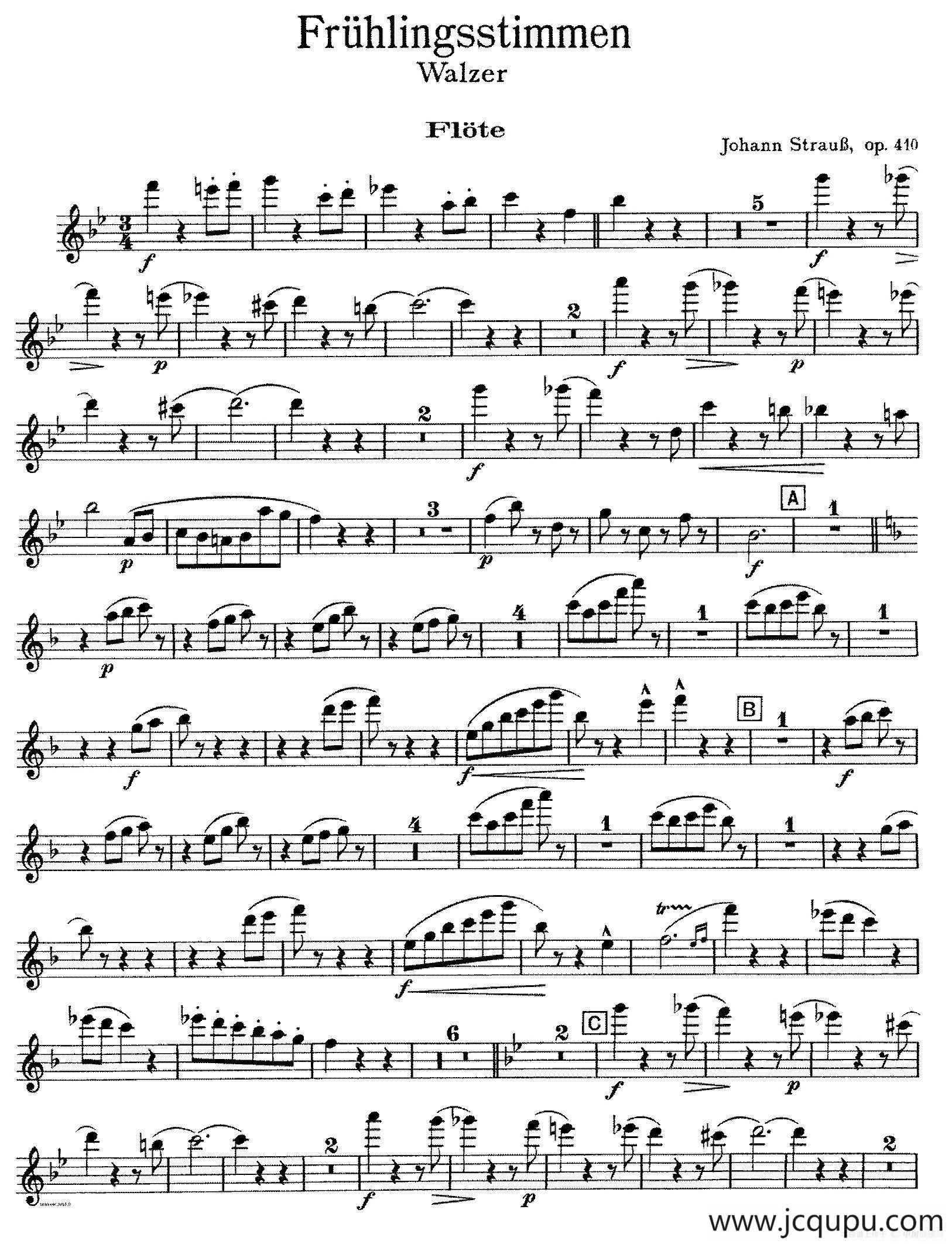 春之声圆舞曲（管弦乐合奏长笛分谱）简谱