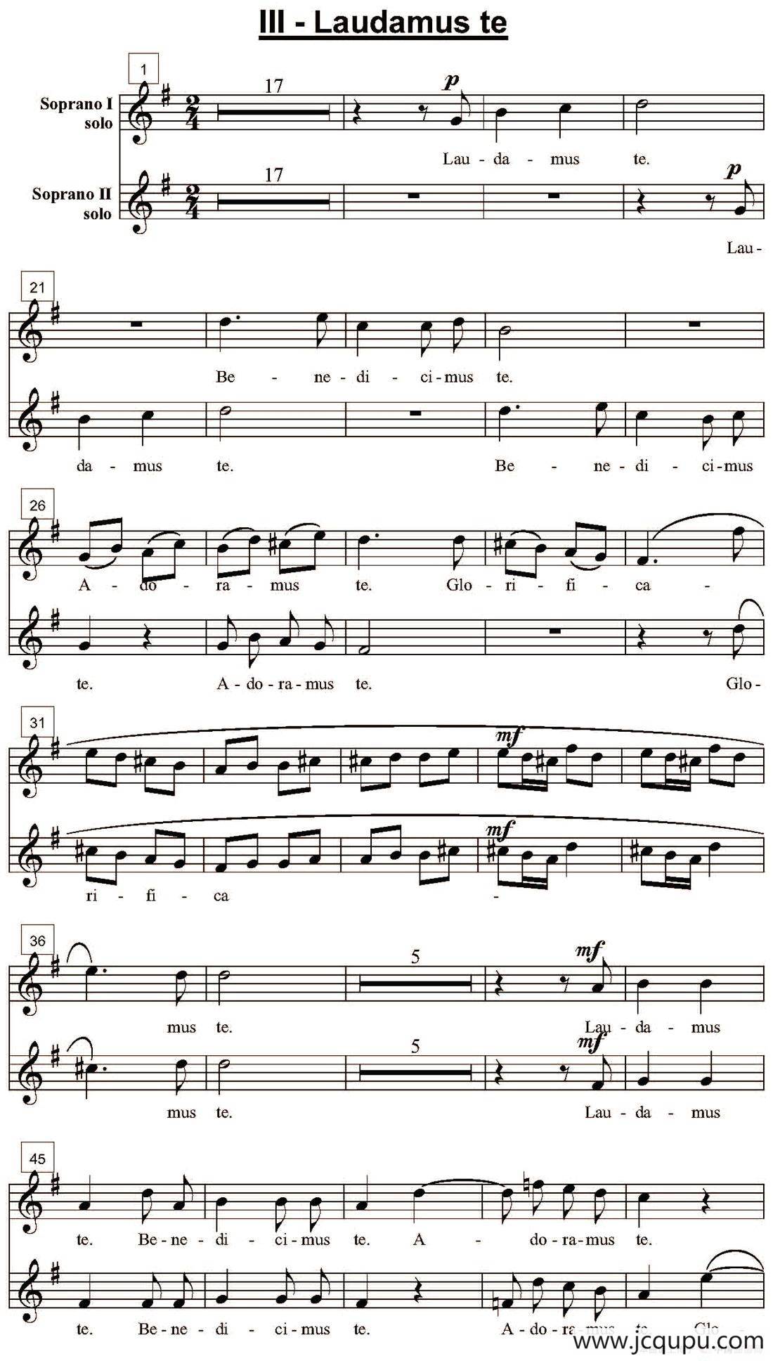 Laudamus te（四重奏）简谱